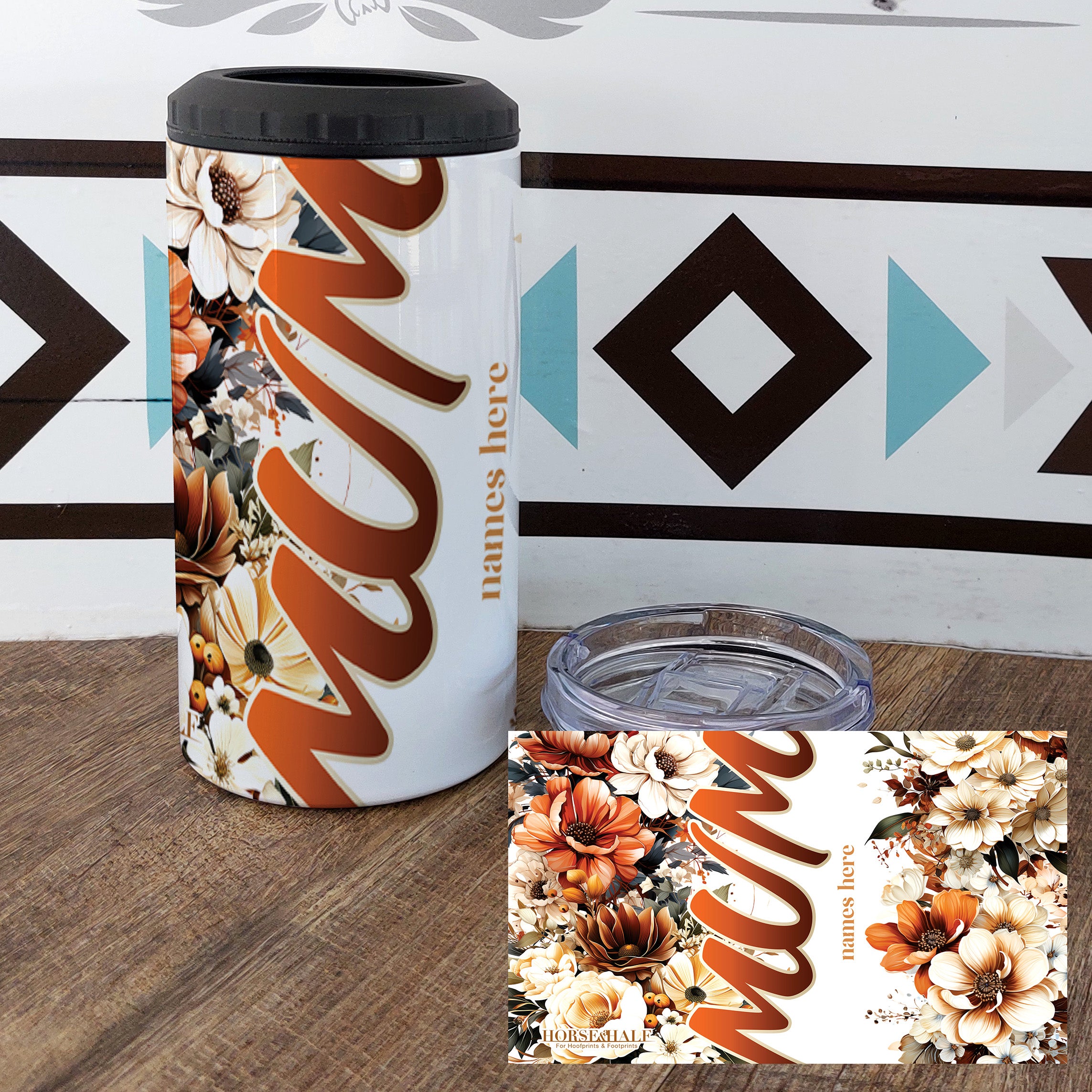 Brown Floral Mum Drinkware