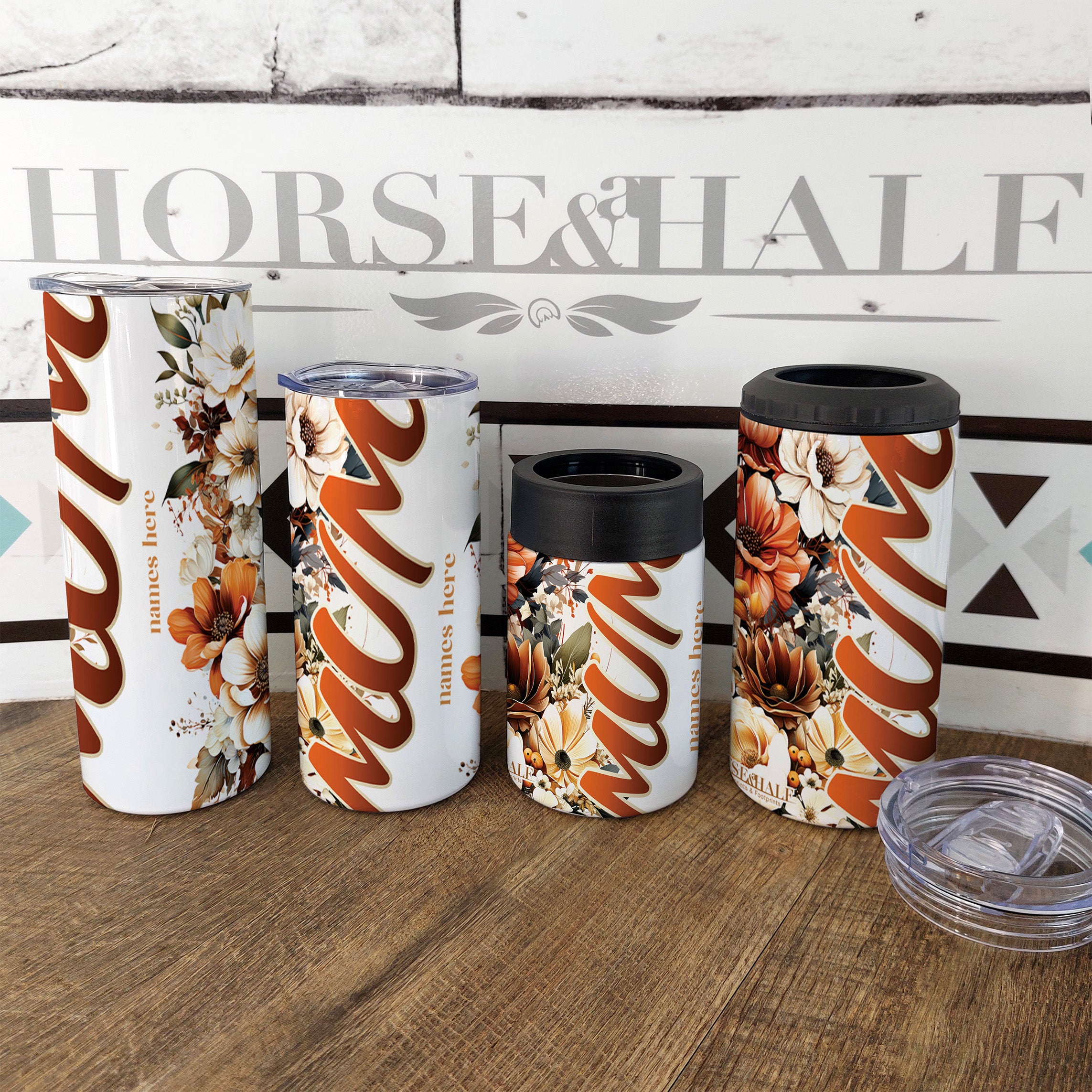 Brown Floral Mum Drinkware