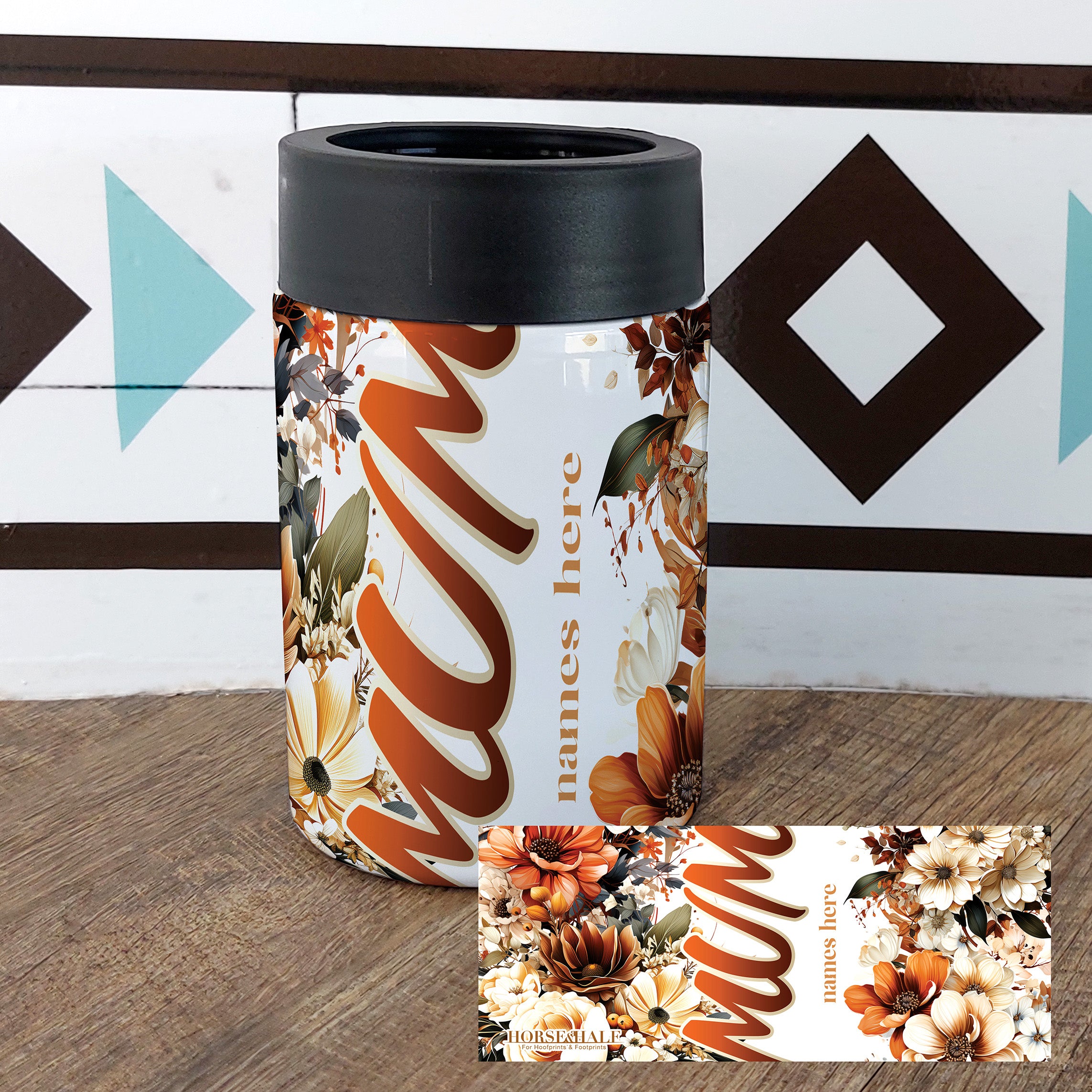 Brown Floral Mum Drinkware