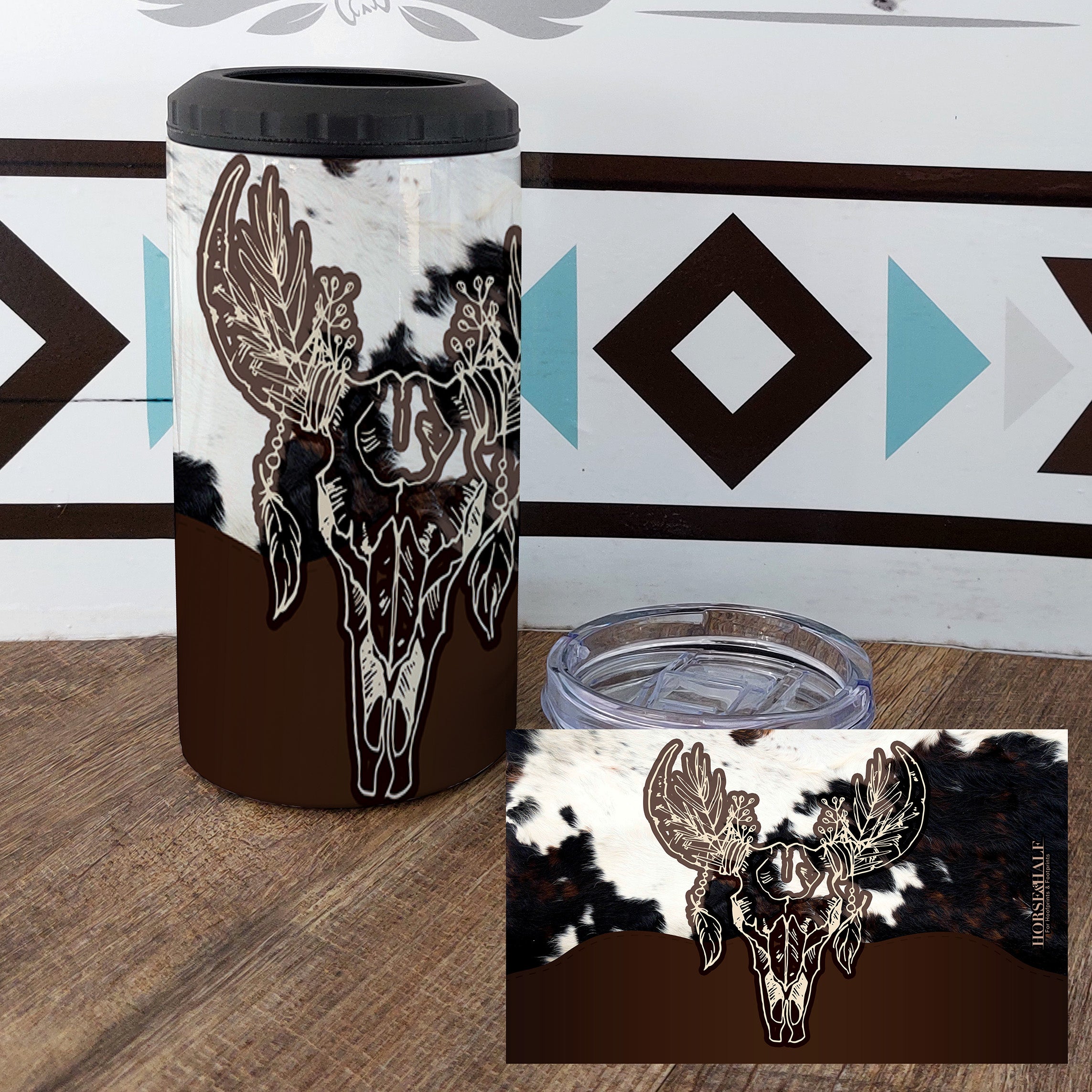 Cow Skull Leather Drinkware