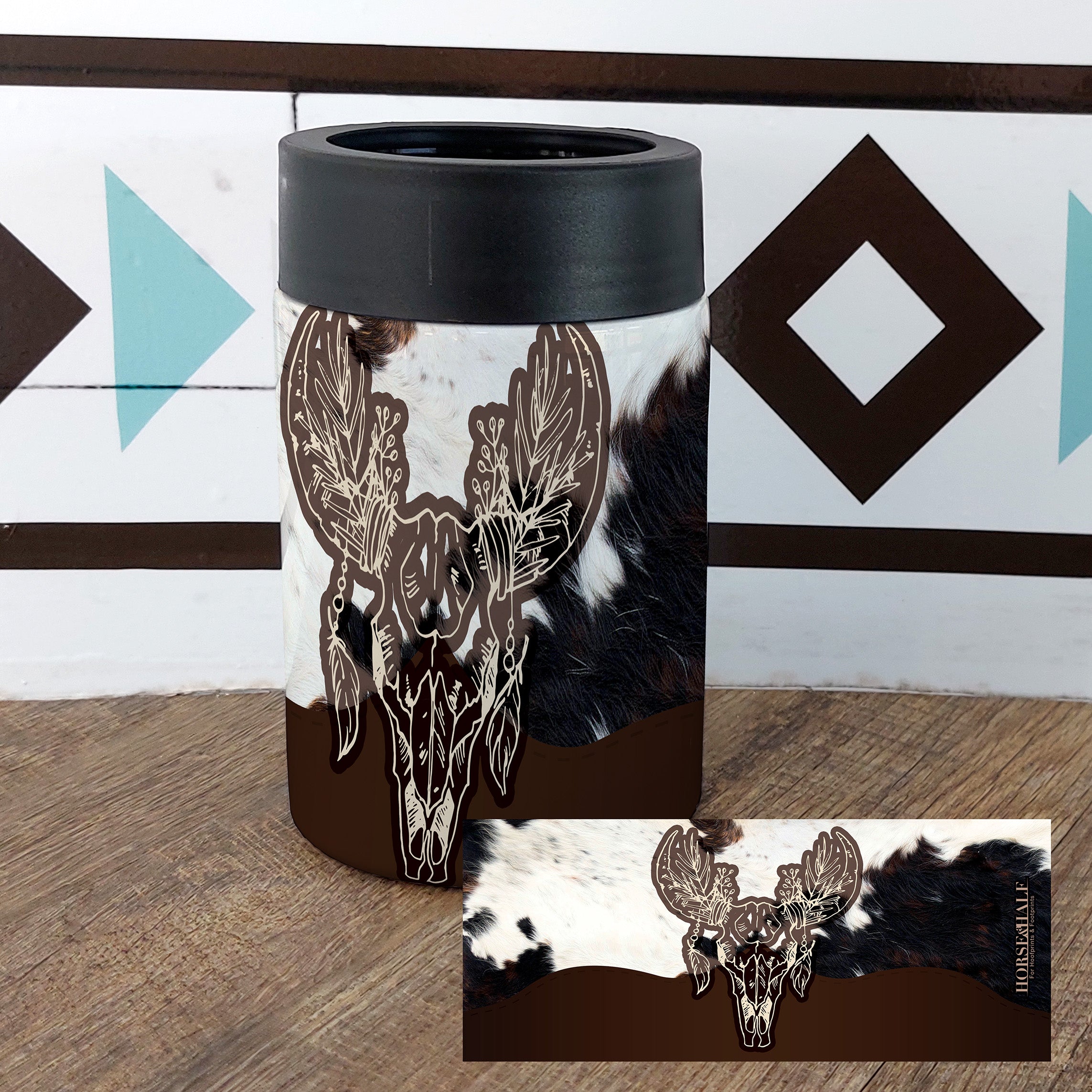 Cow Skull Leather Drinkware