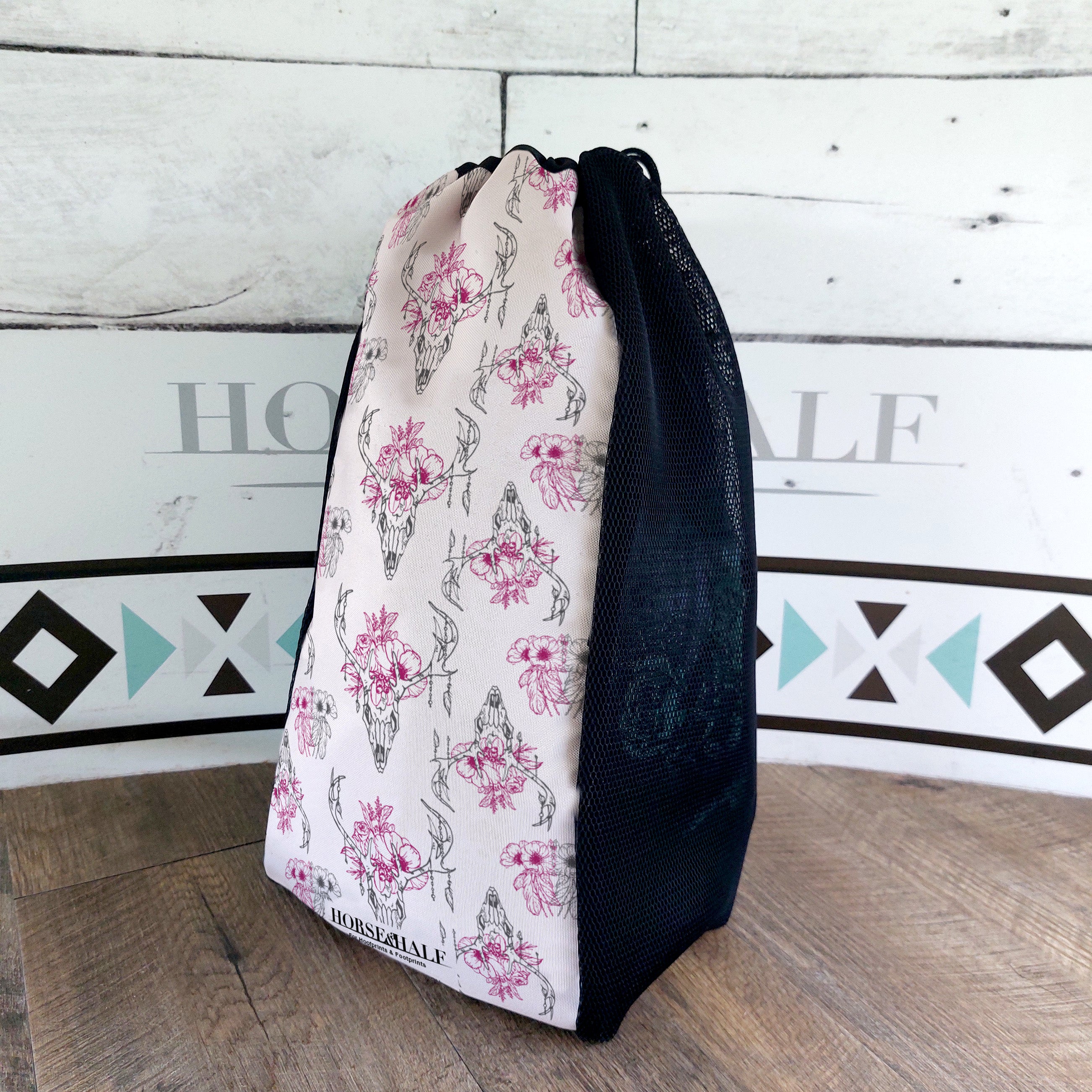 Floral Skull Mesh Bag