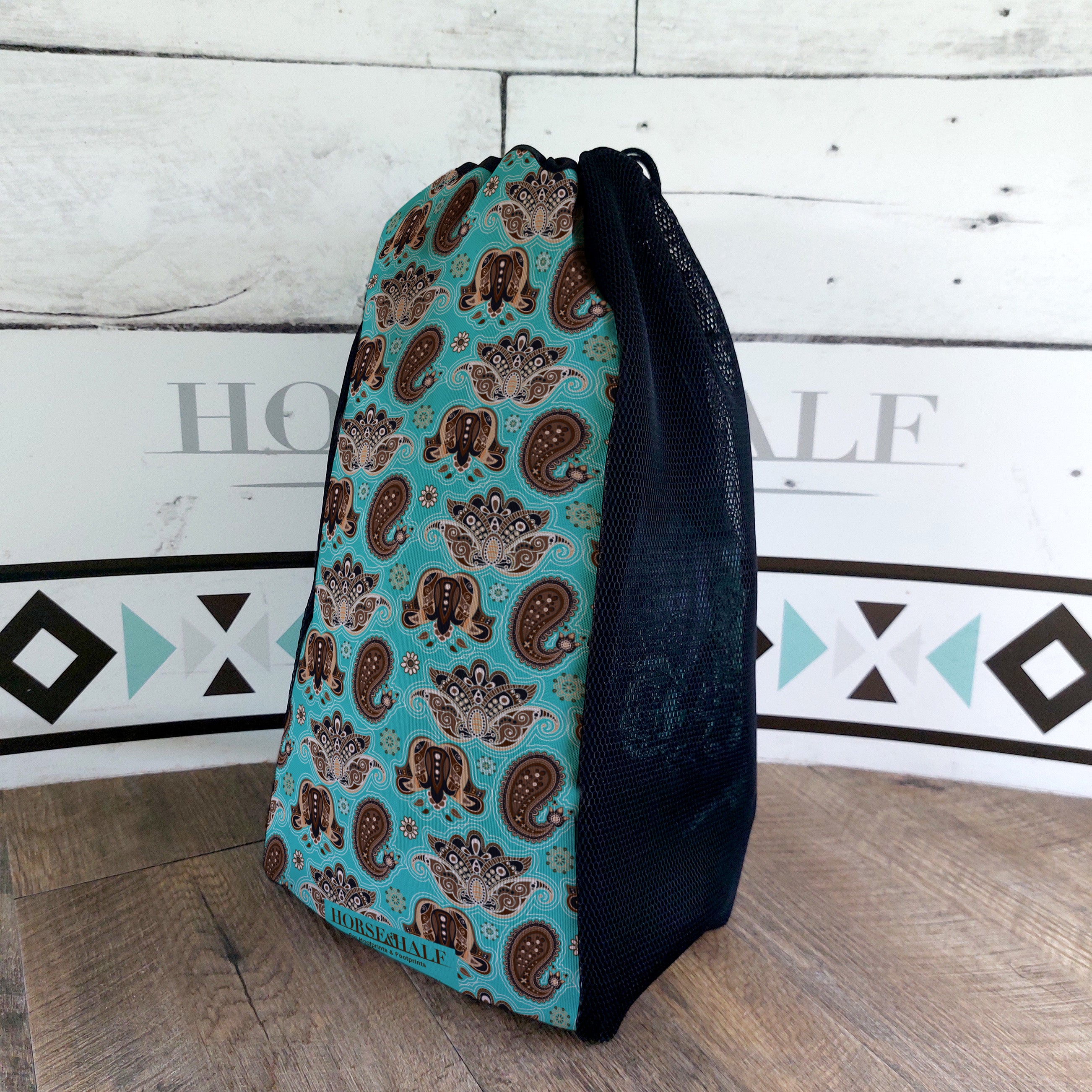 Teal Paisley Mesh Bag