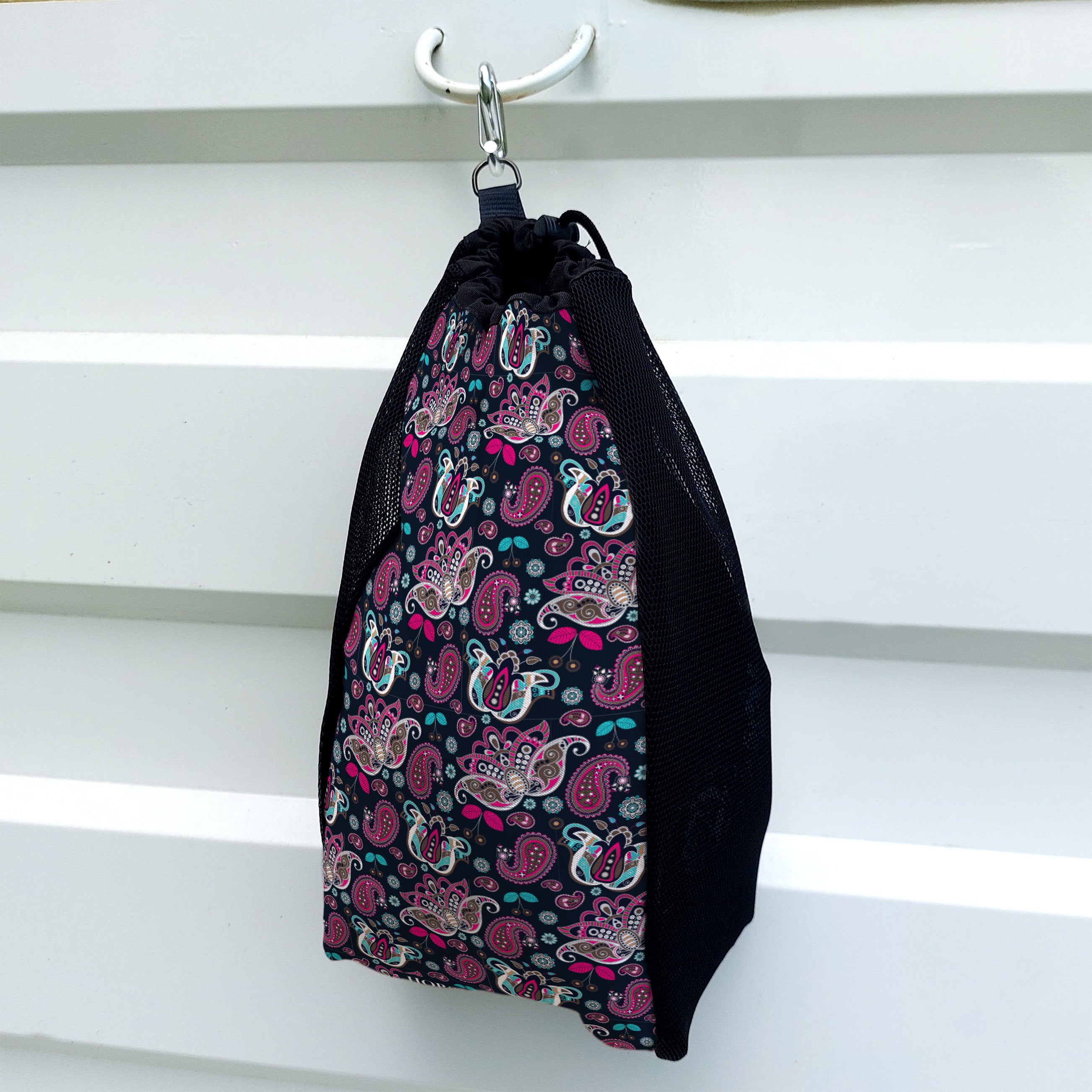 Navy Paisley Mesh Bag