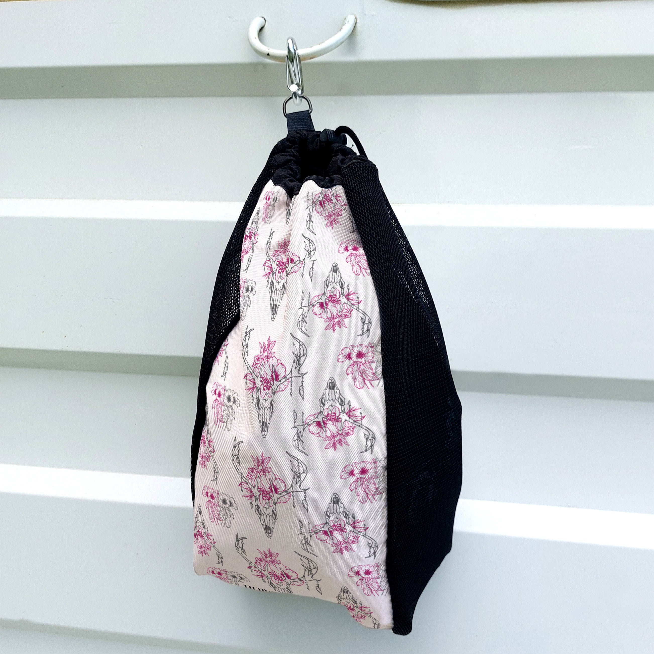 Floral Skull Mesh Bag