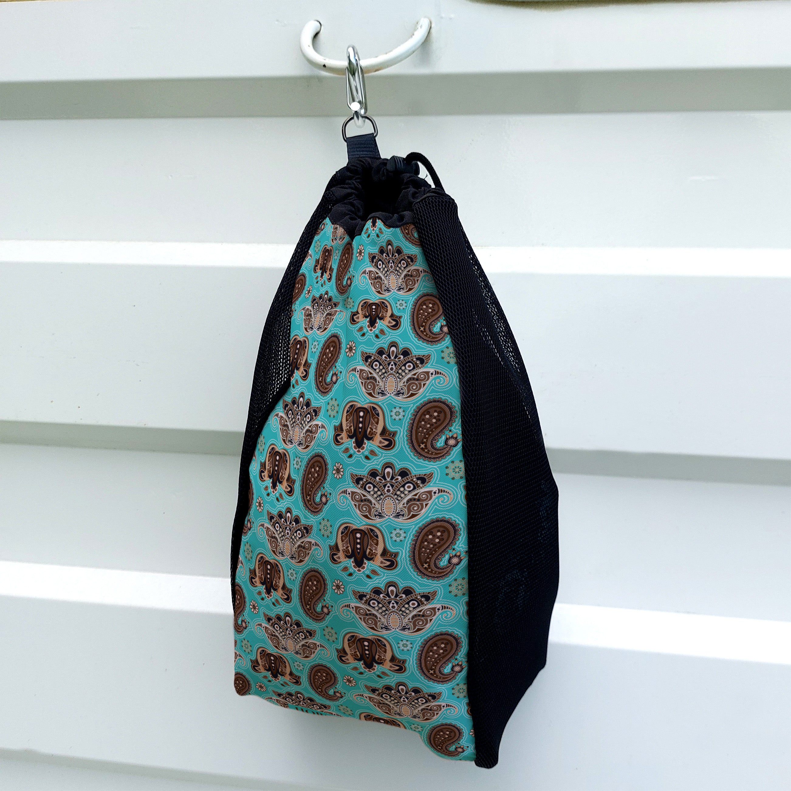 Teal Paisley Mesh Bag