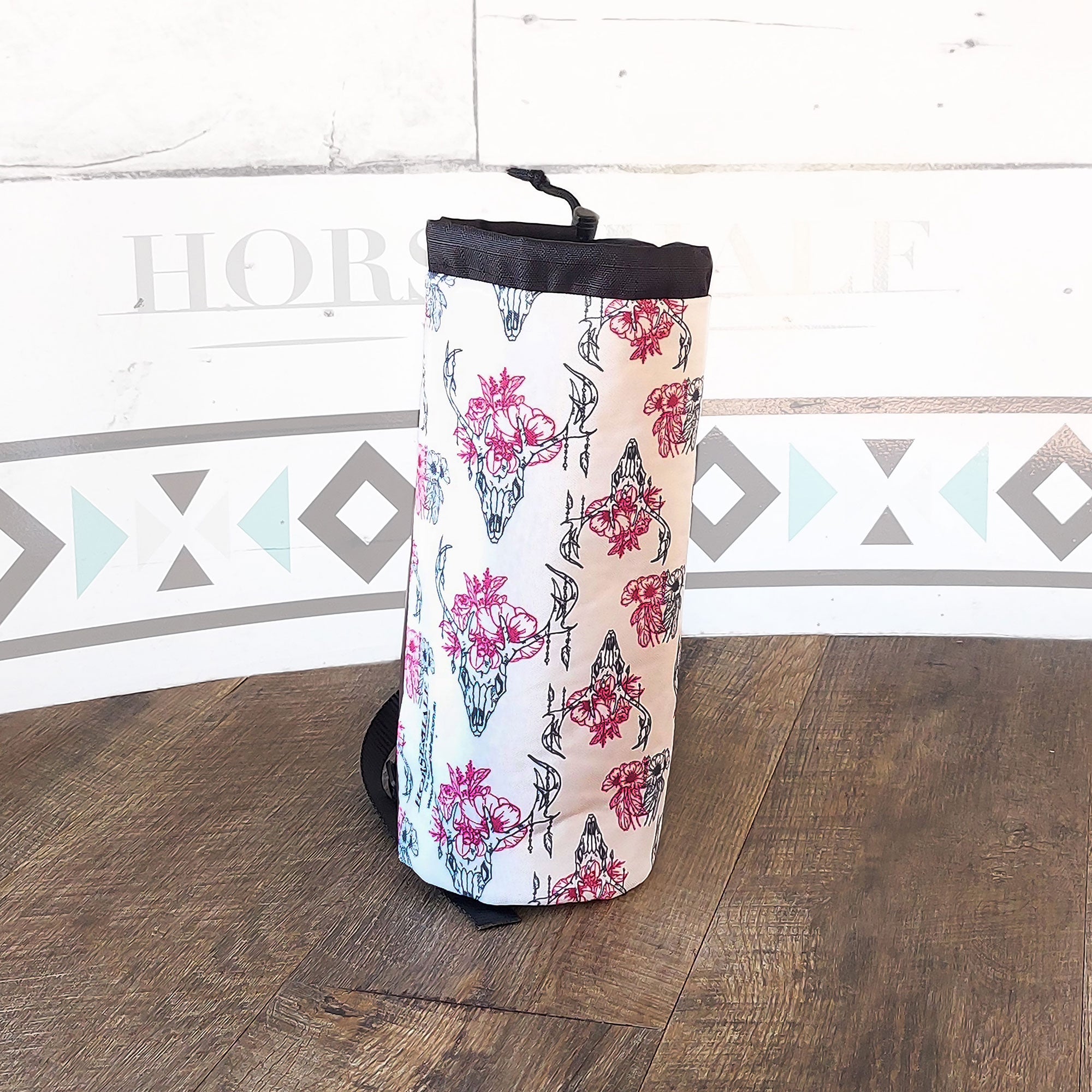 Floral Skull Bottle Saddle Bag