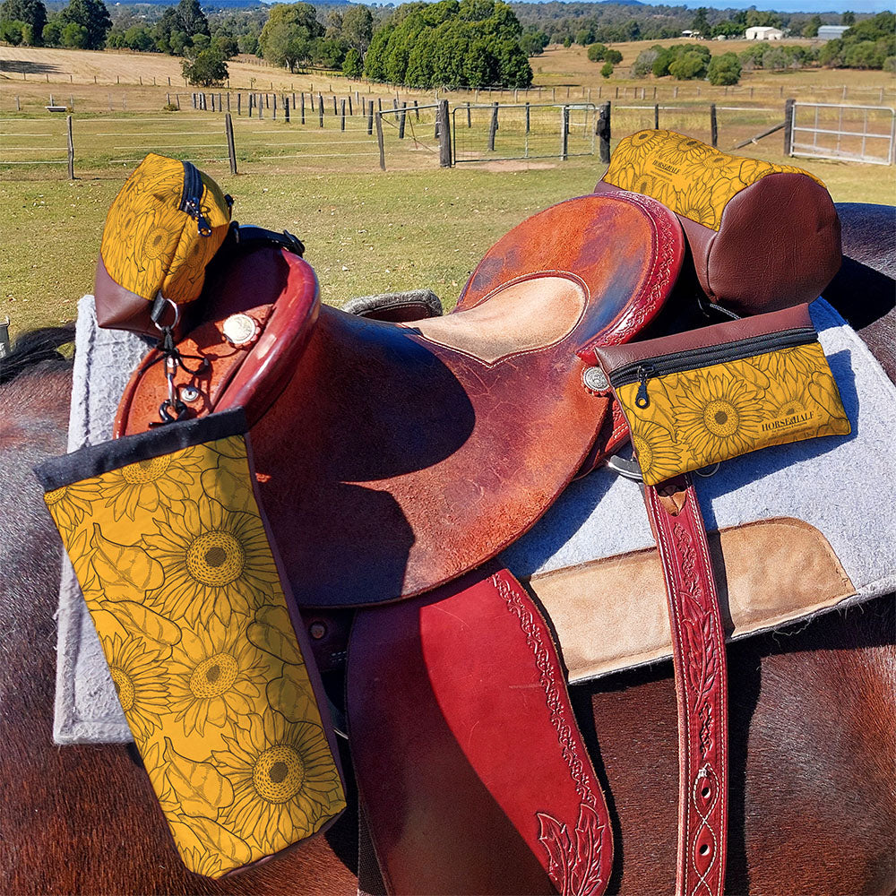Sunflower Saddle Bags on Fender Saddle Brown - Horse and a Half