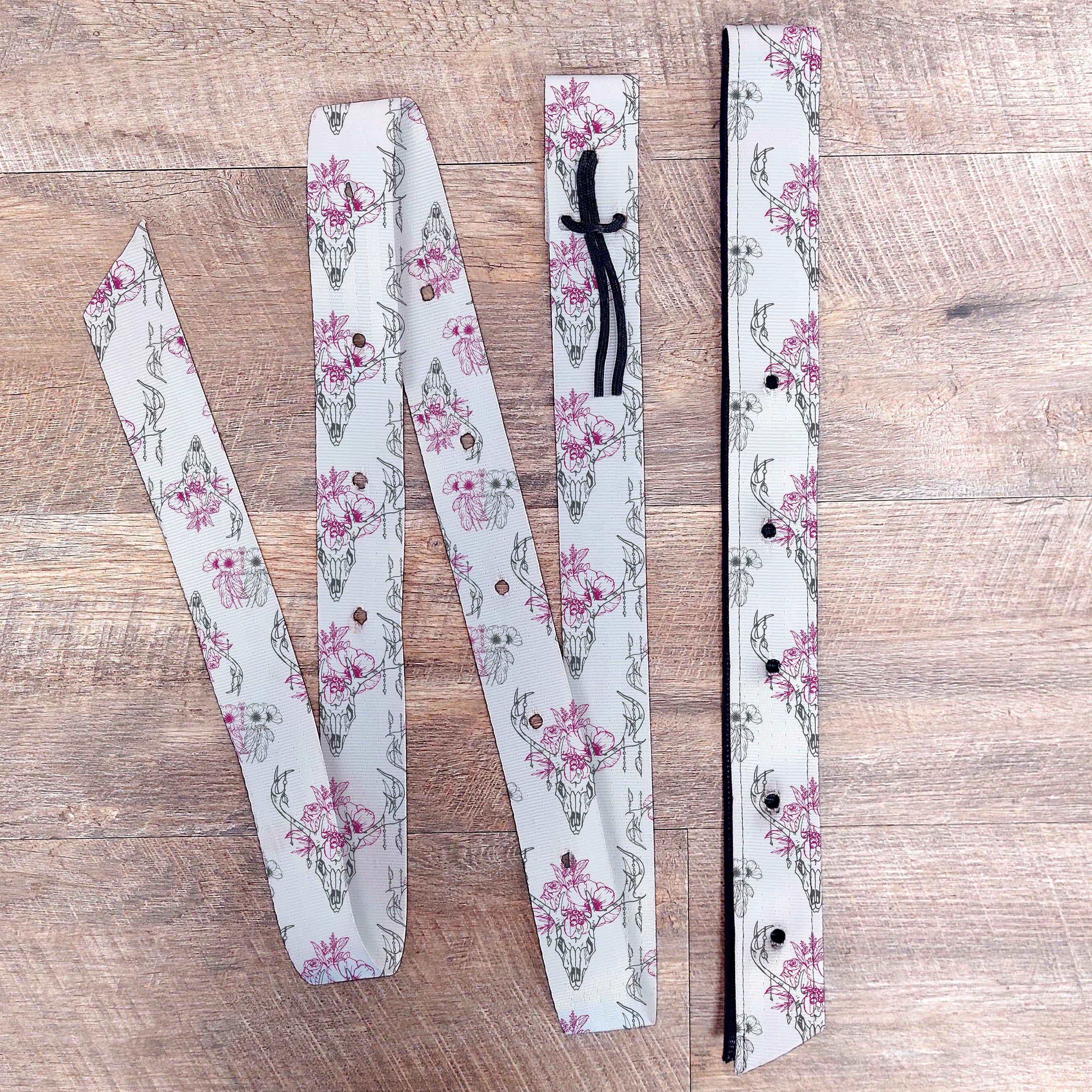 Floral Skull Latigo & Billet Straps