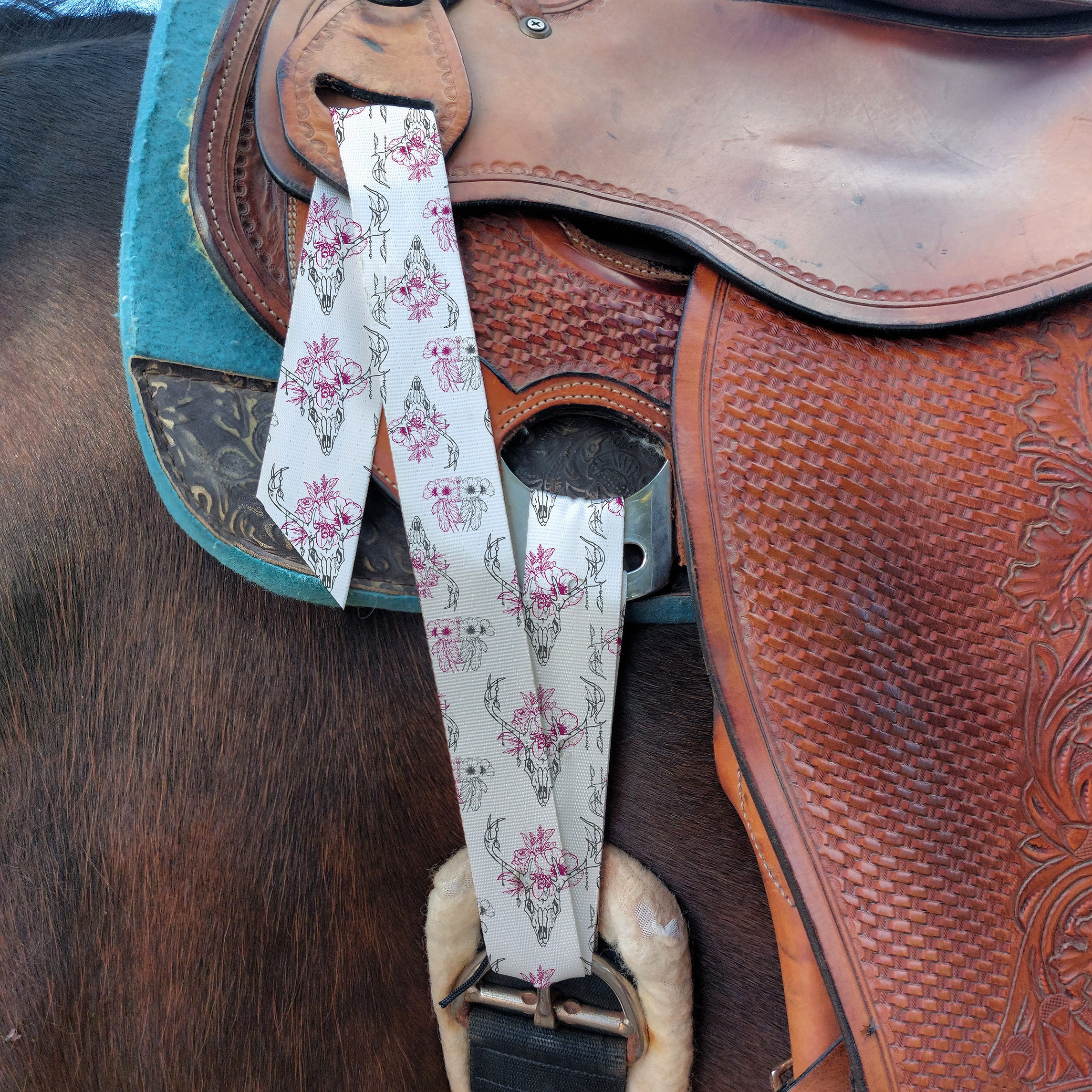 Floral Skull Latigo & Billet Straps