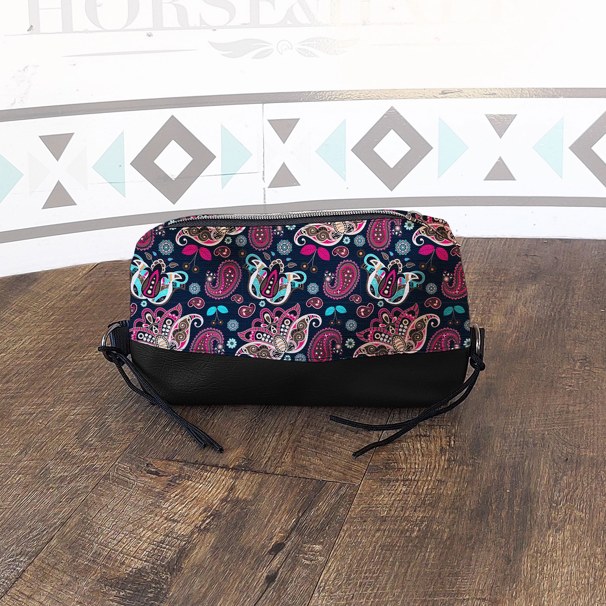 Navy Paisley Box Saddle Bag
