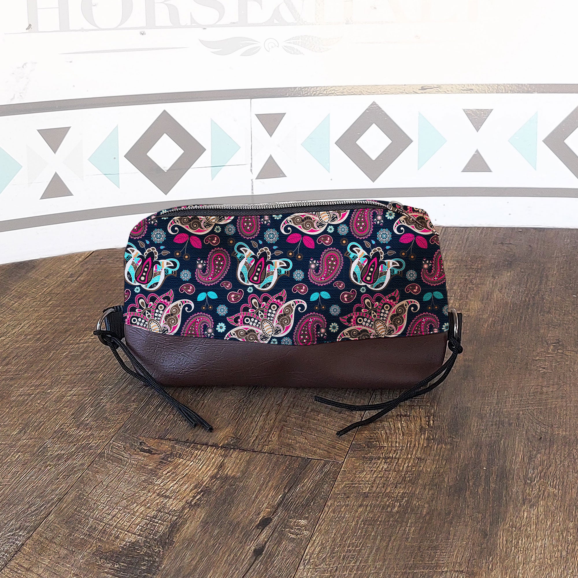 Navy Paisley Box Saddle Bag