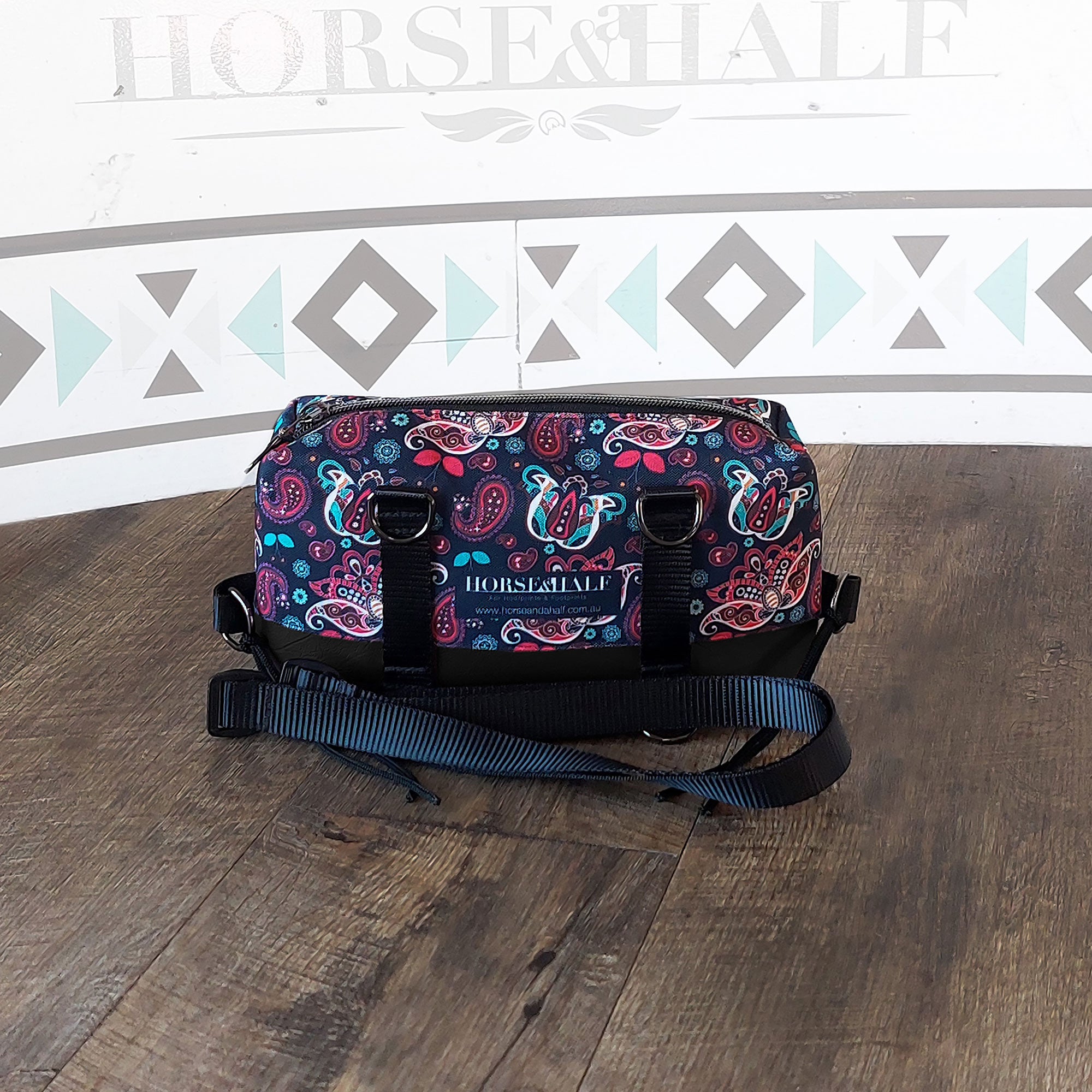 Navy Paisley Box Saddle Bag