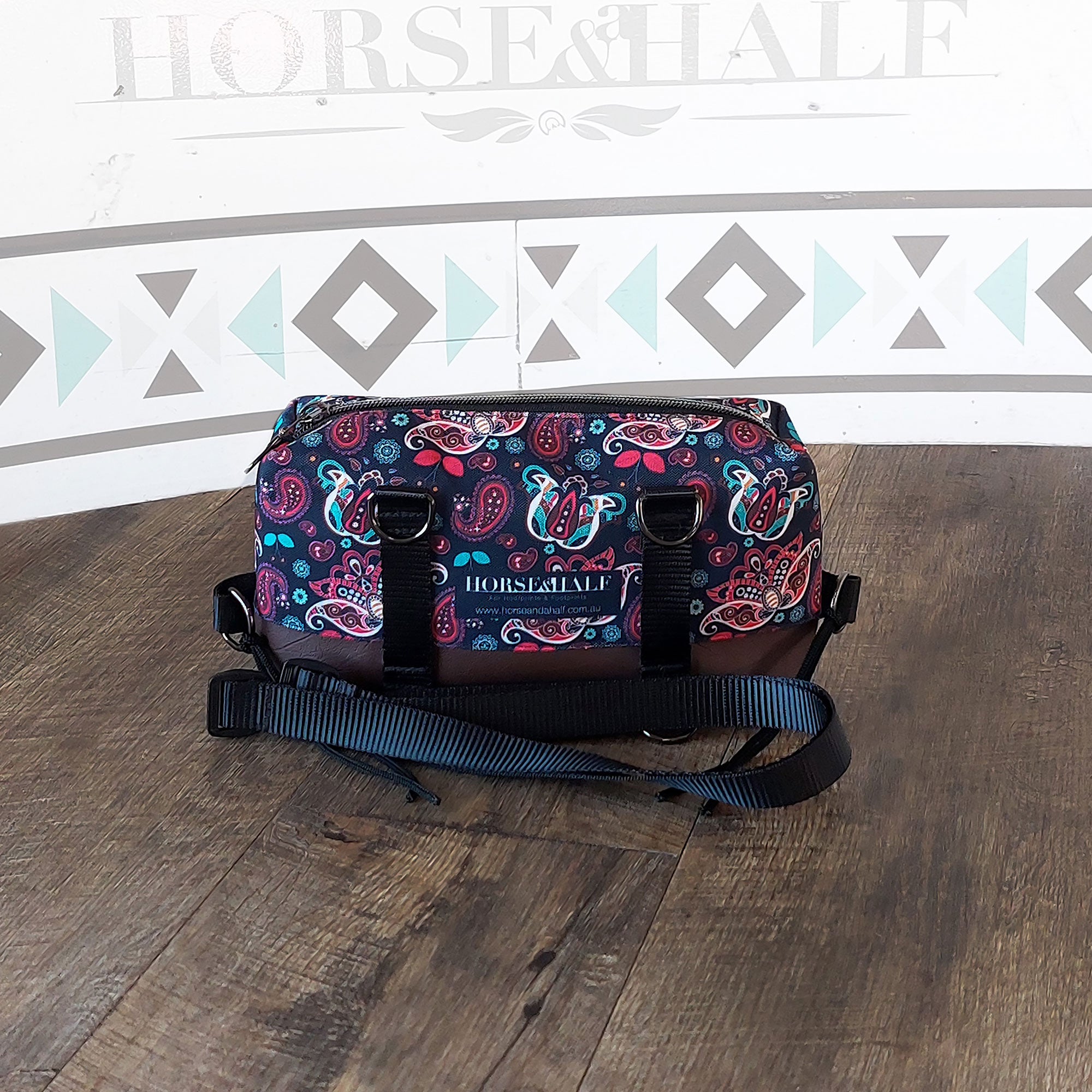Navy Paisley Box Saddle Bag