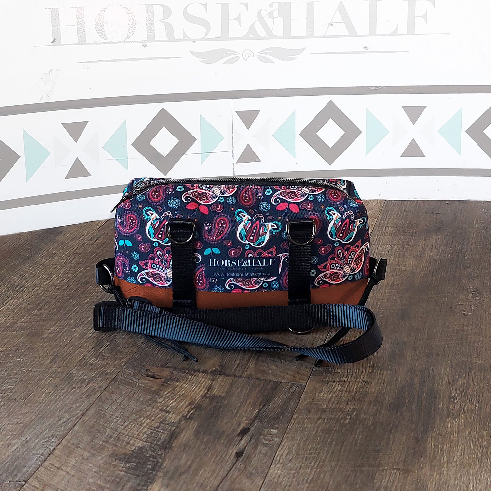 Navy Paisley Box Saddle Bag