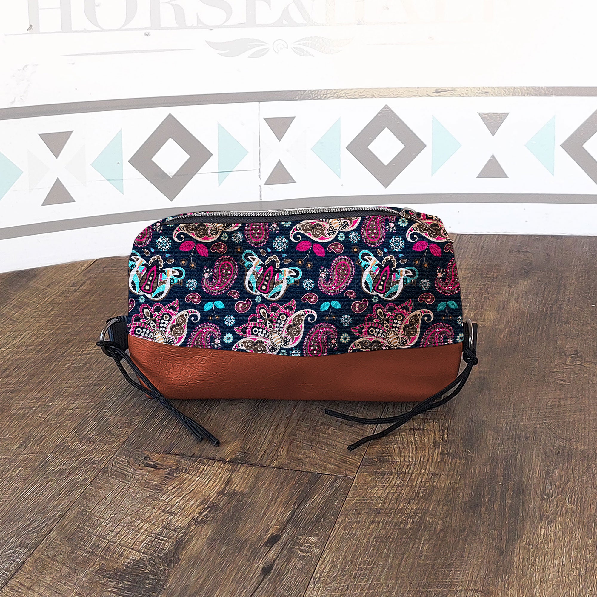 Navy Paisley Box Saddle Bag