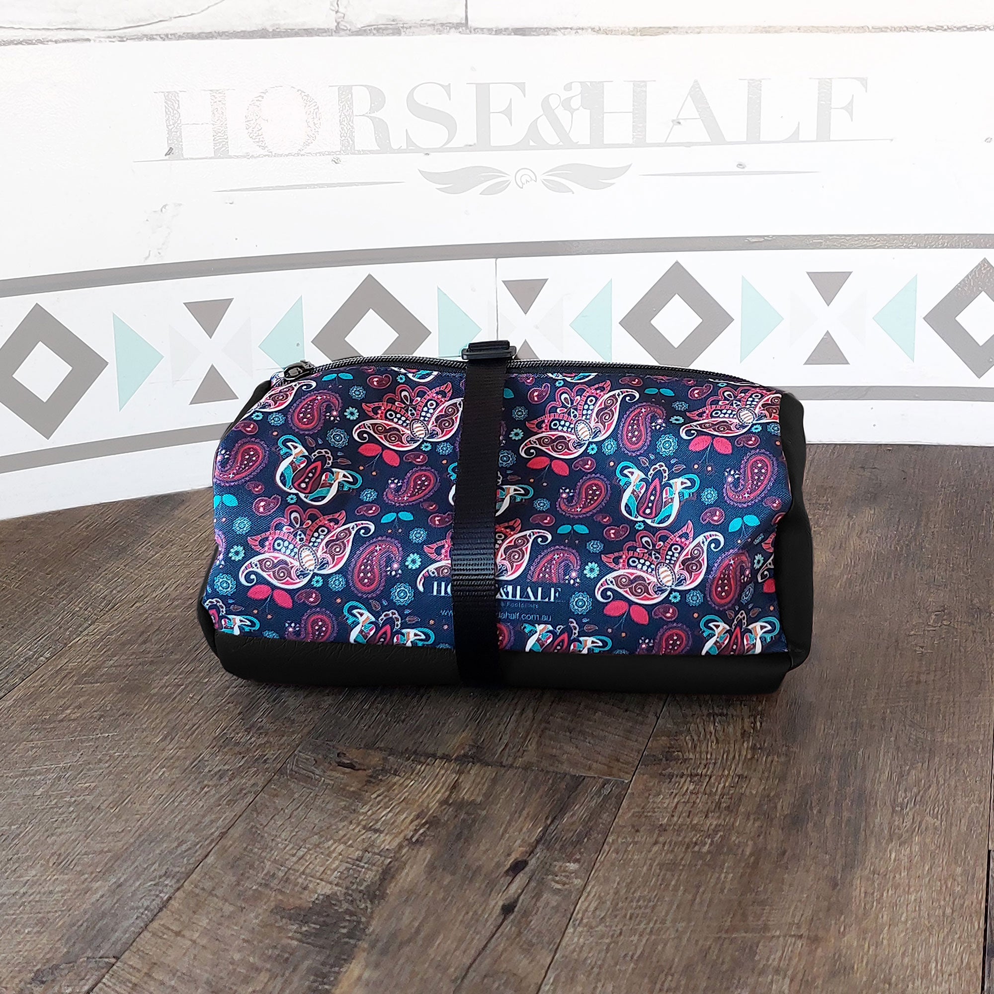 Navy Paisley Duffle Saddle Bag