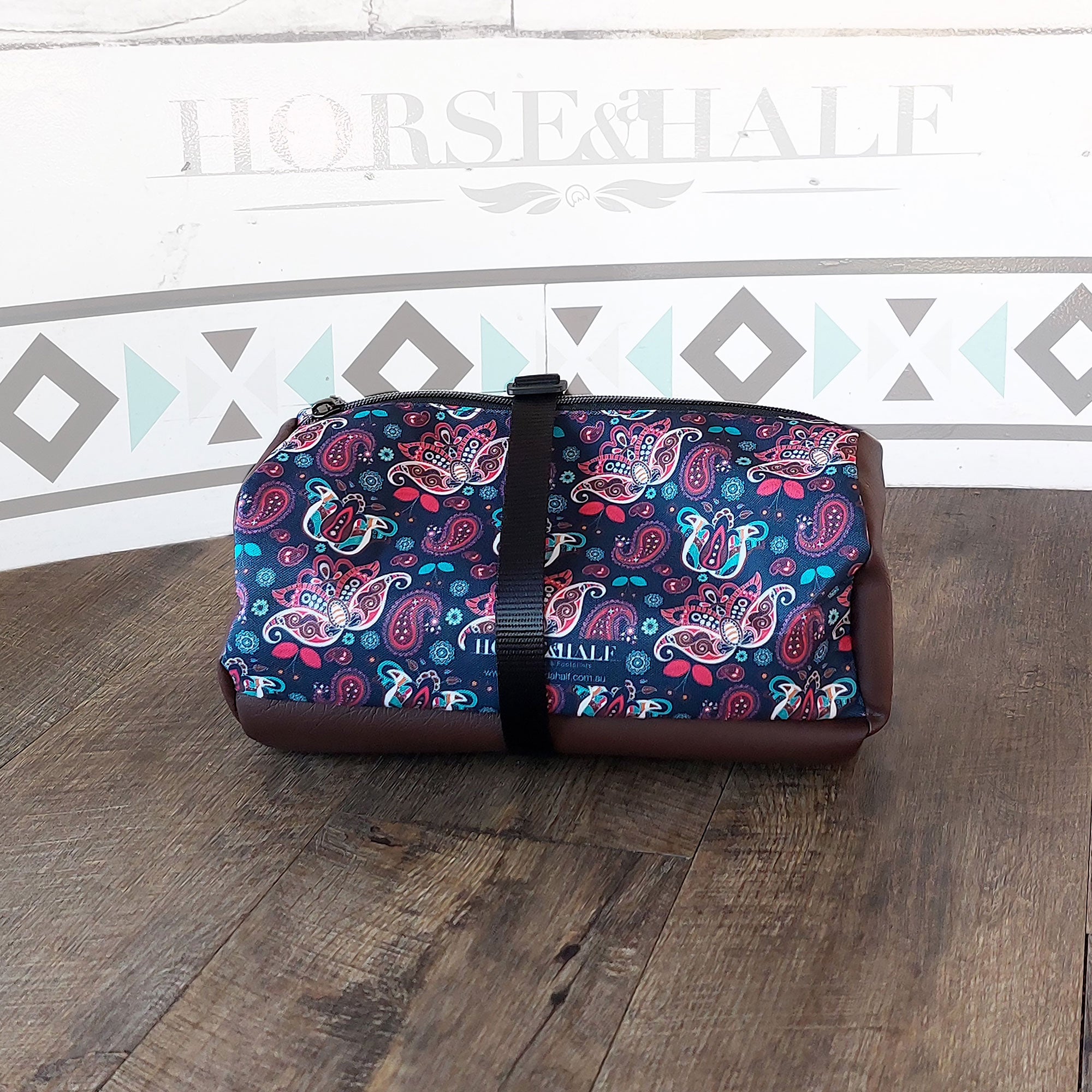 Navy Paisley Duffle Saddle Bag