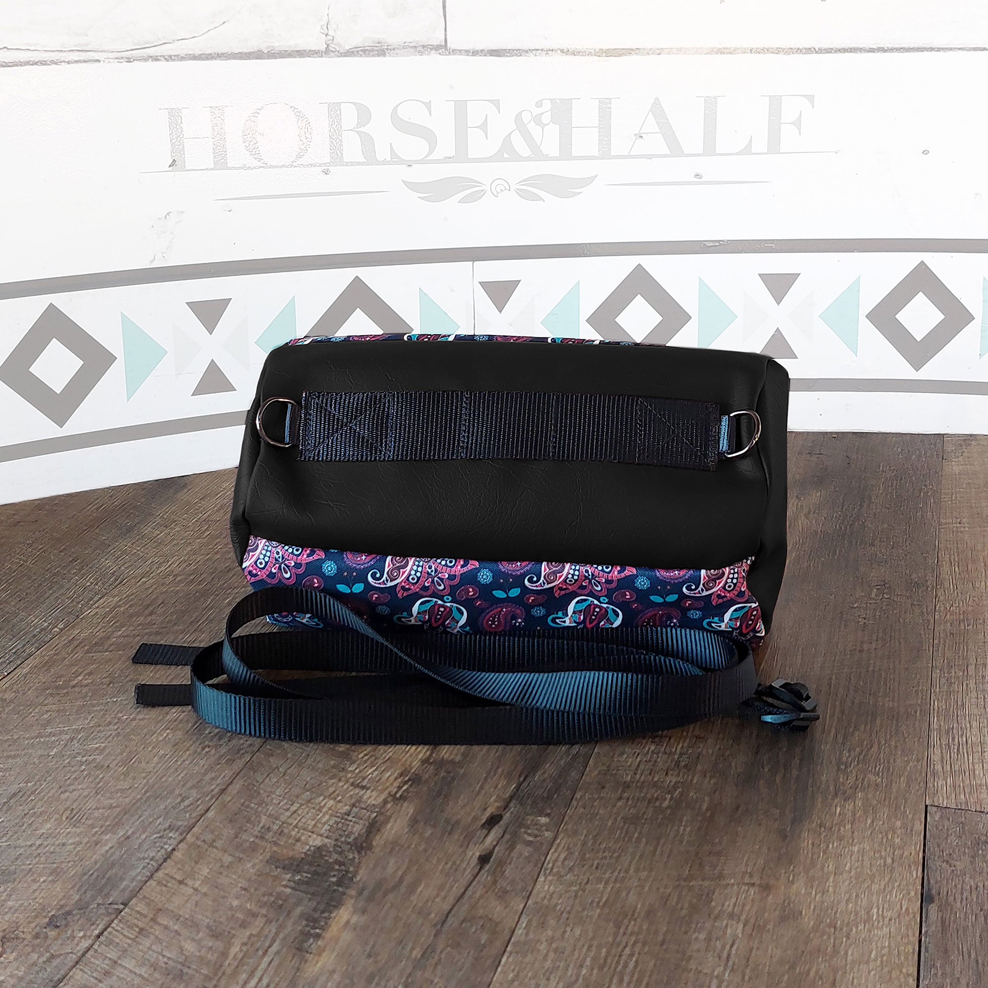 Navy Paisley Duffle Saddle Bag