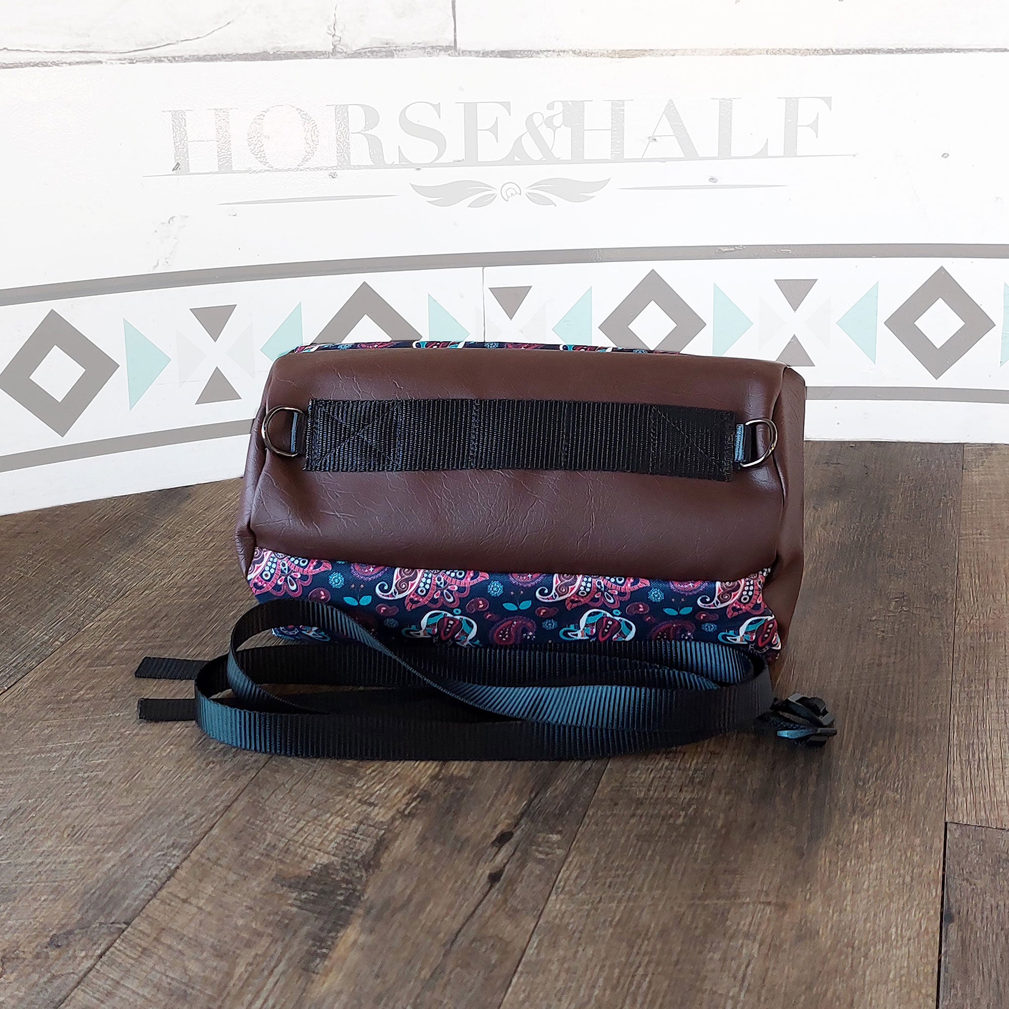 Navy Paisley Duffle Saddle Bag