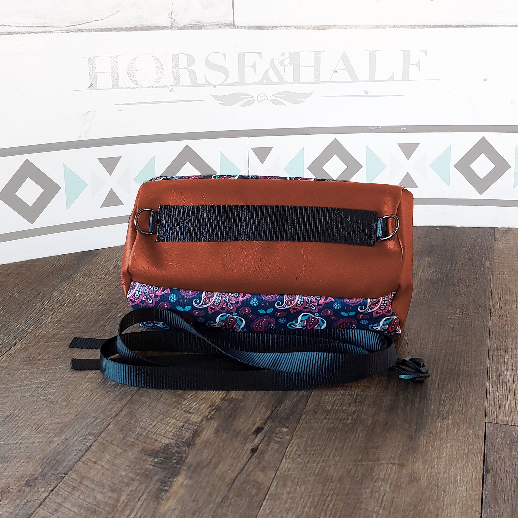Navy Paisley Duffle Saddle Bag