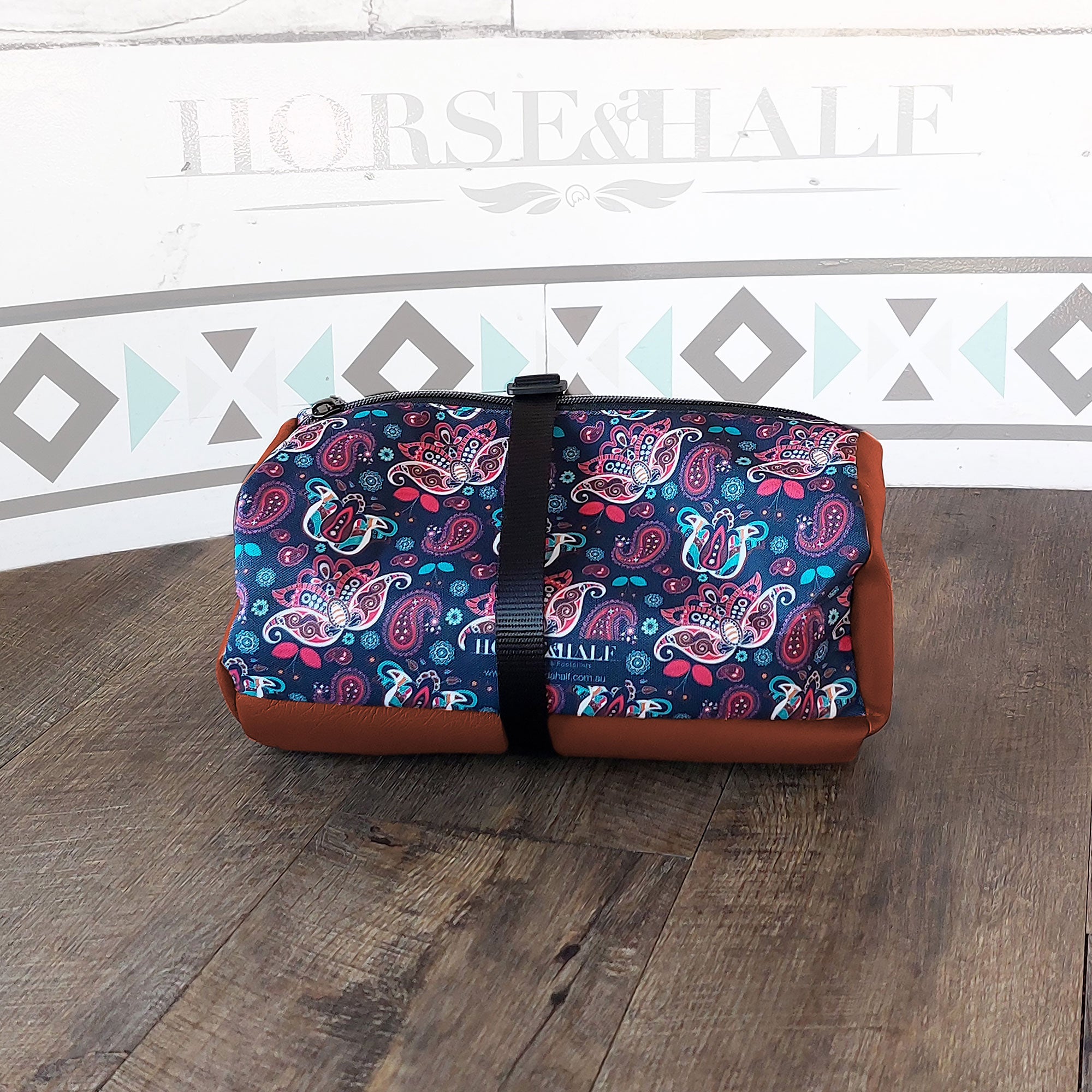 Navy Paisley Duffle Saddle Bag