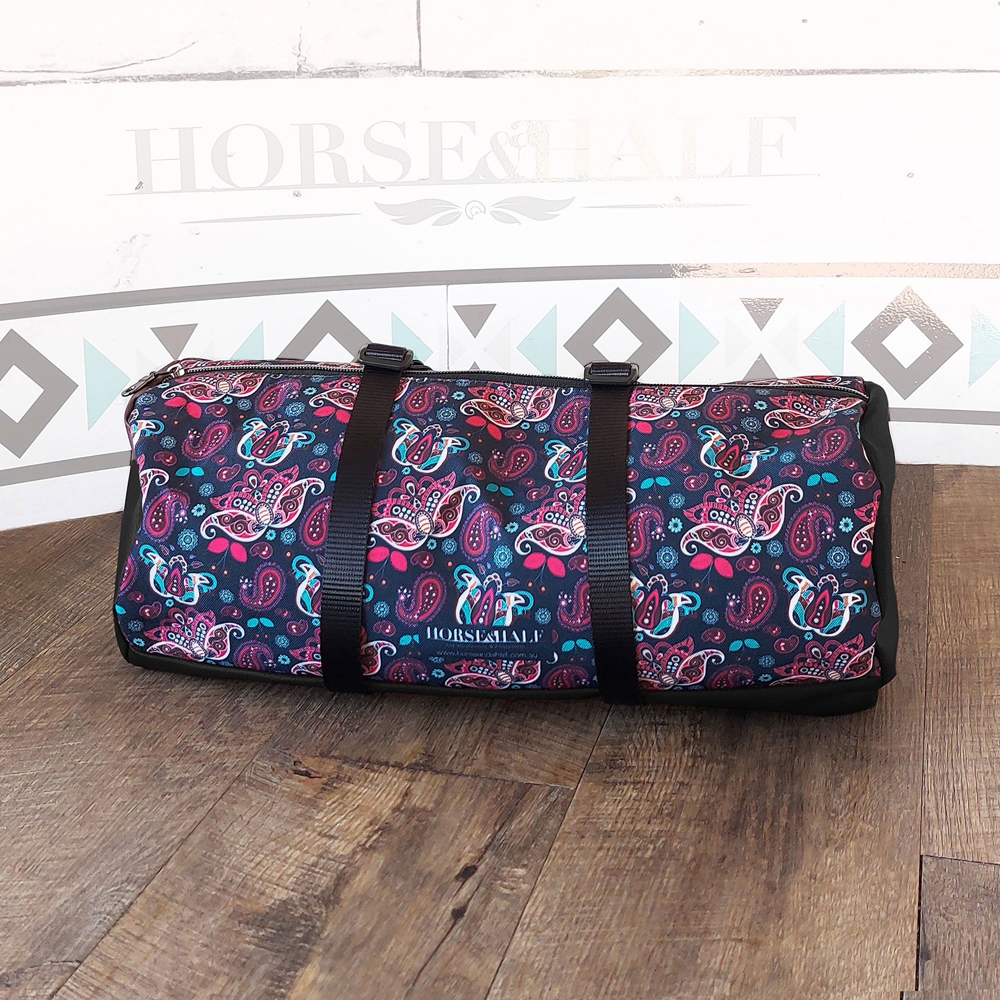 Navy Paisley Large Duffle Saddle Bag