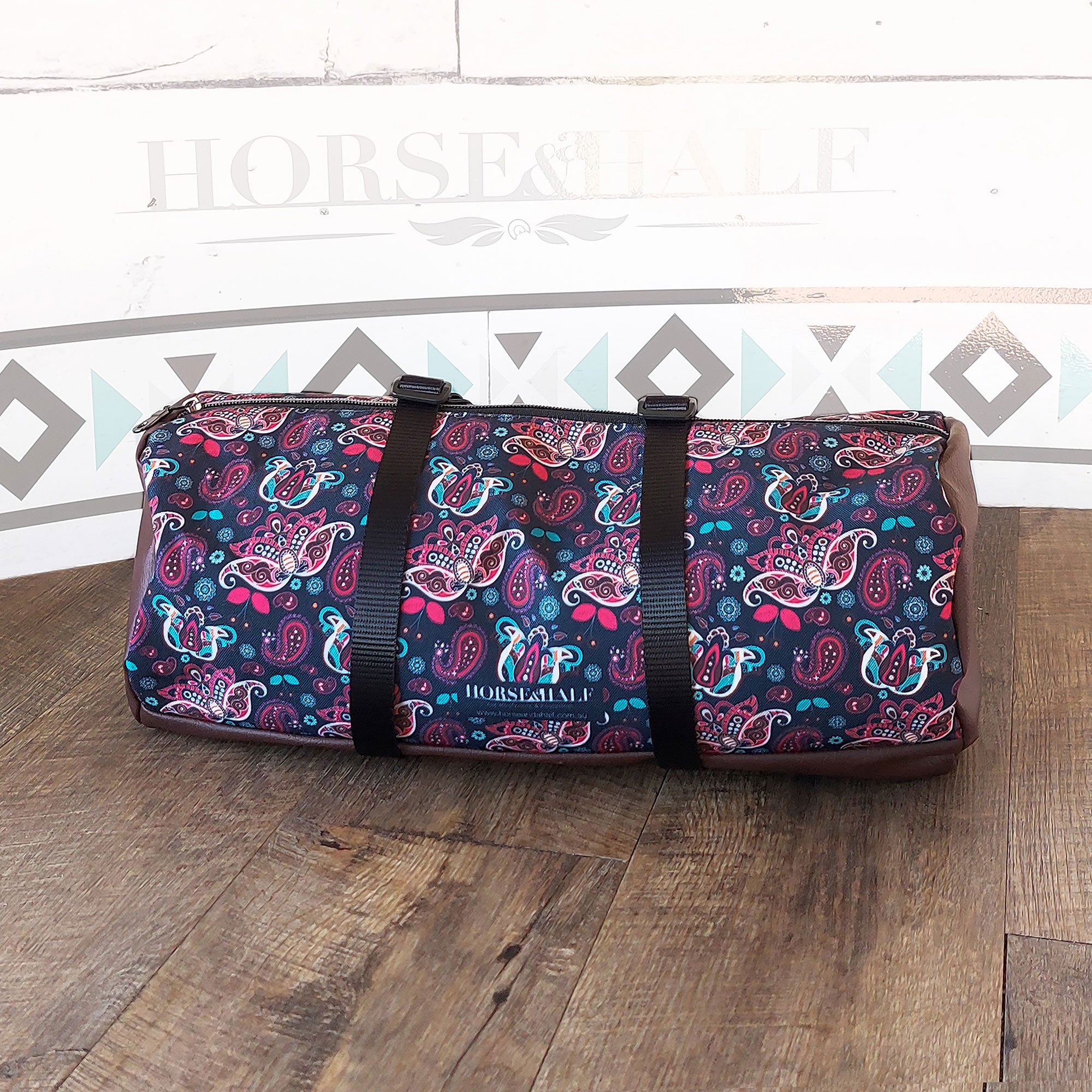 Navy Paisley Large Duffle Saddle Bag