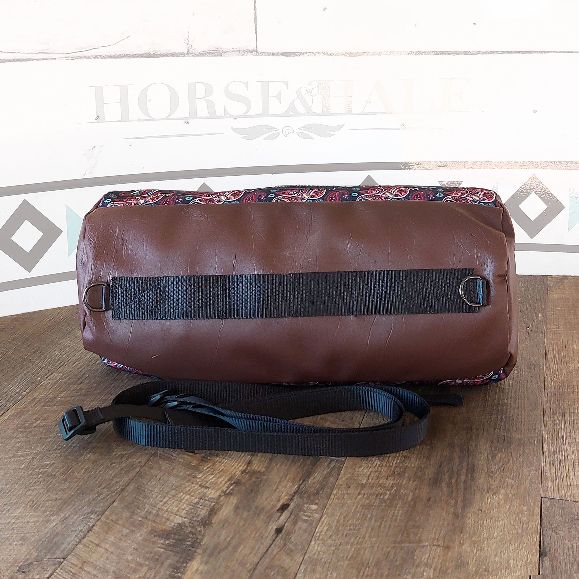 Navy Paisley Large Duffle Saddle Bag