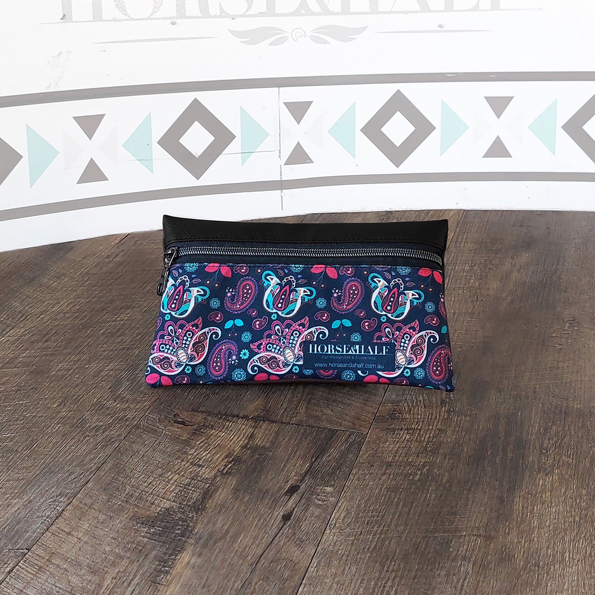 Navy Paisley Wallet Saddle Bag