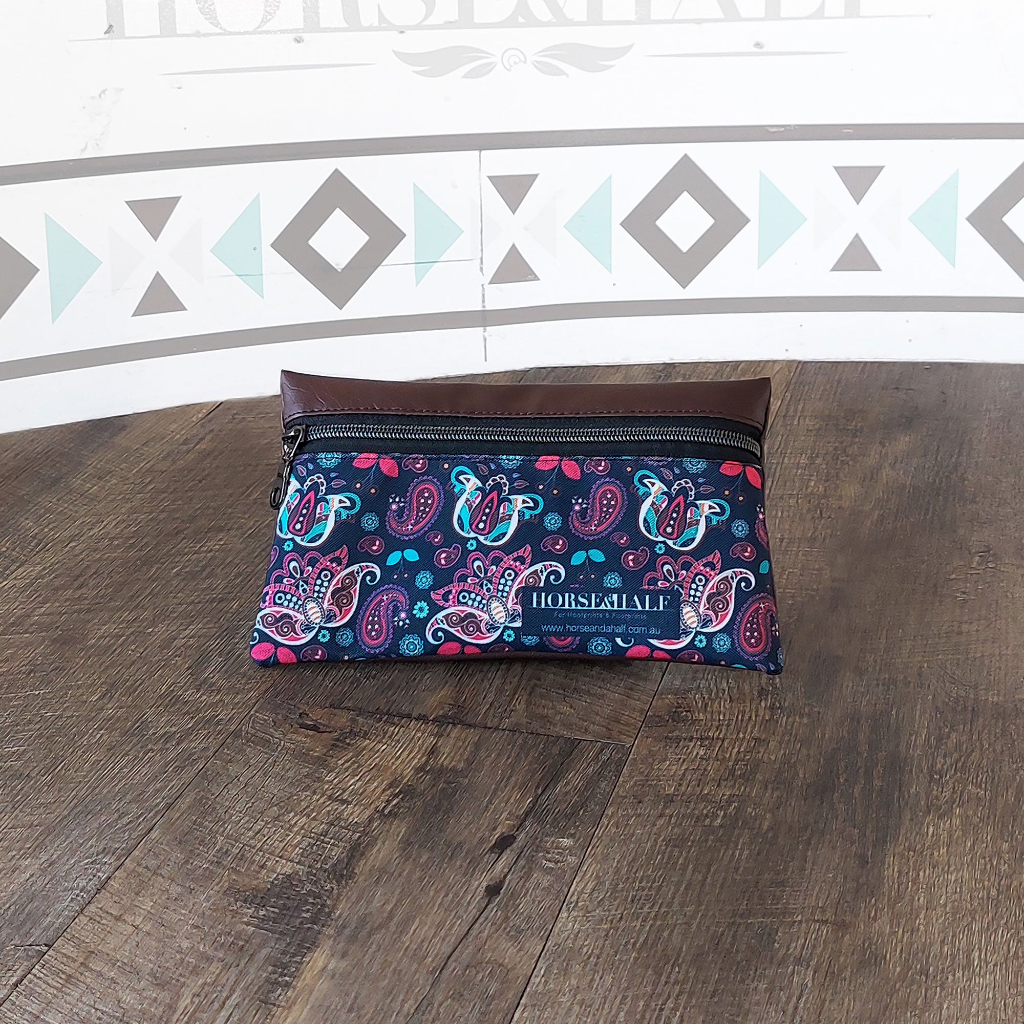 Navy Paisley Wallet Saddle Bag