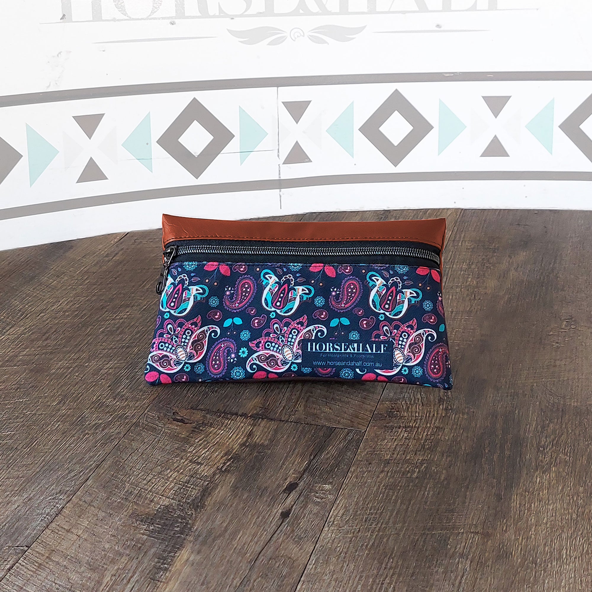 Navy Paisley Wallet Saddle Bag