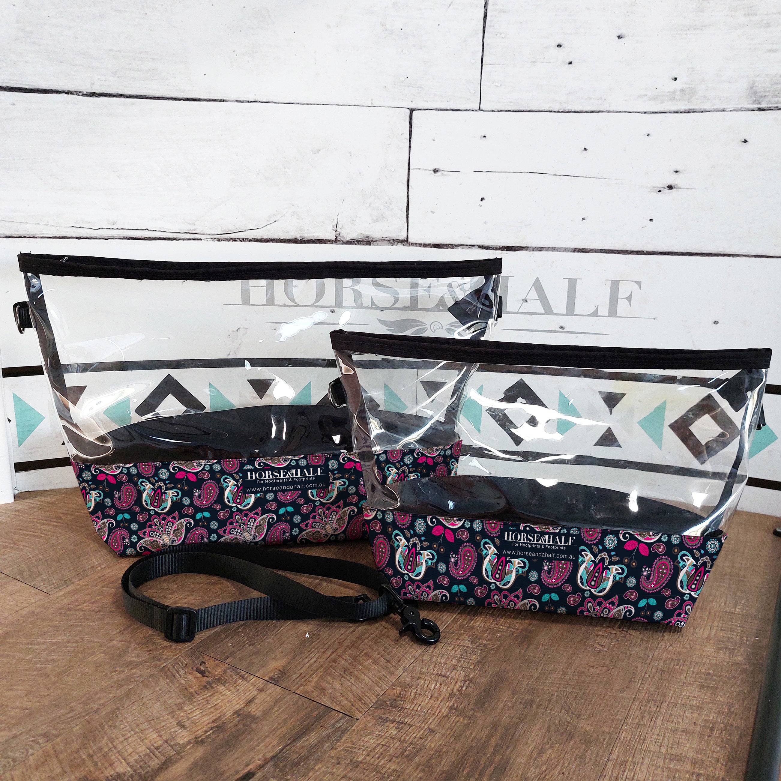 Navy Paisley Clear Utility Bags