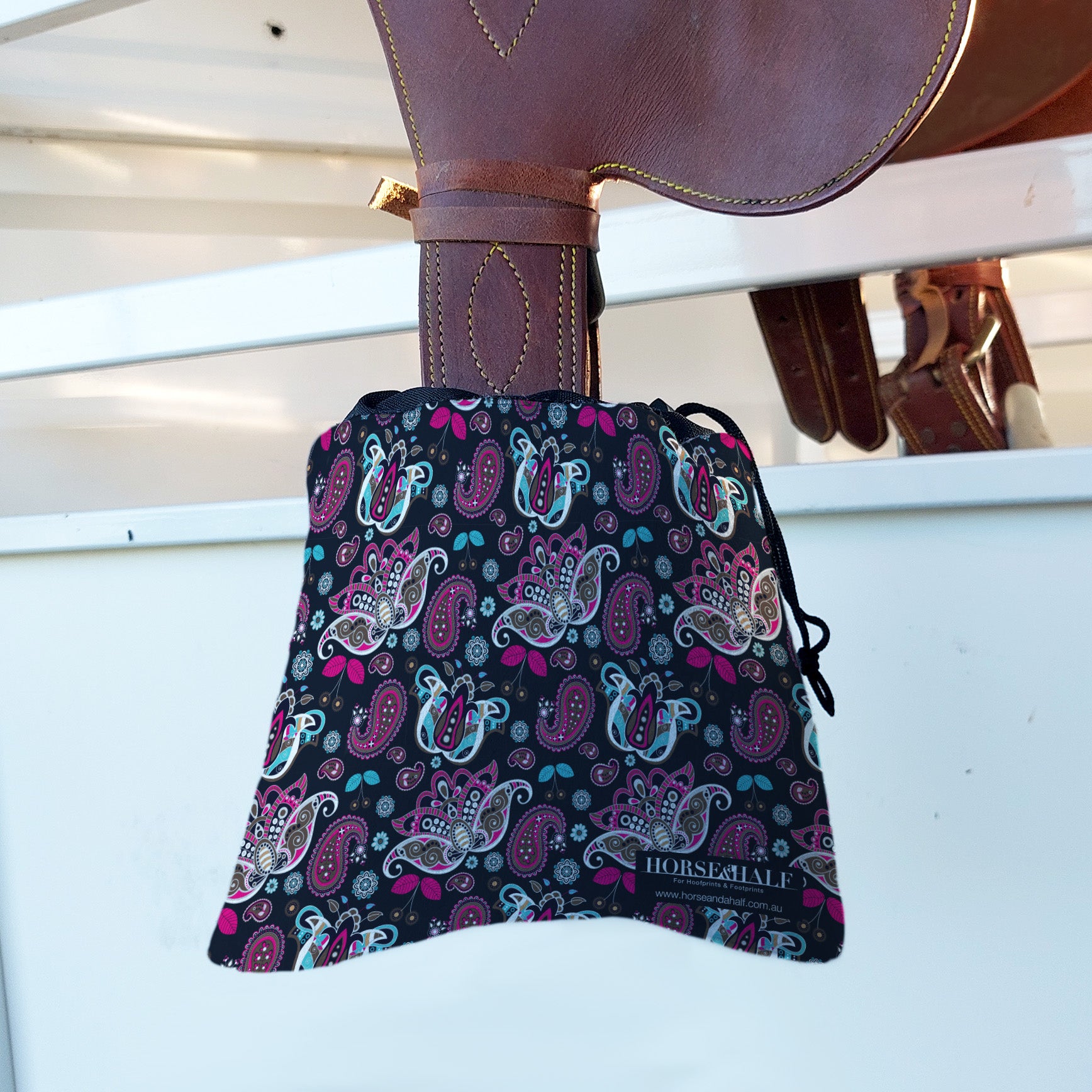 Navy Paisley Stirrup Covers