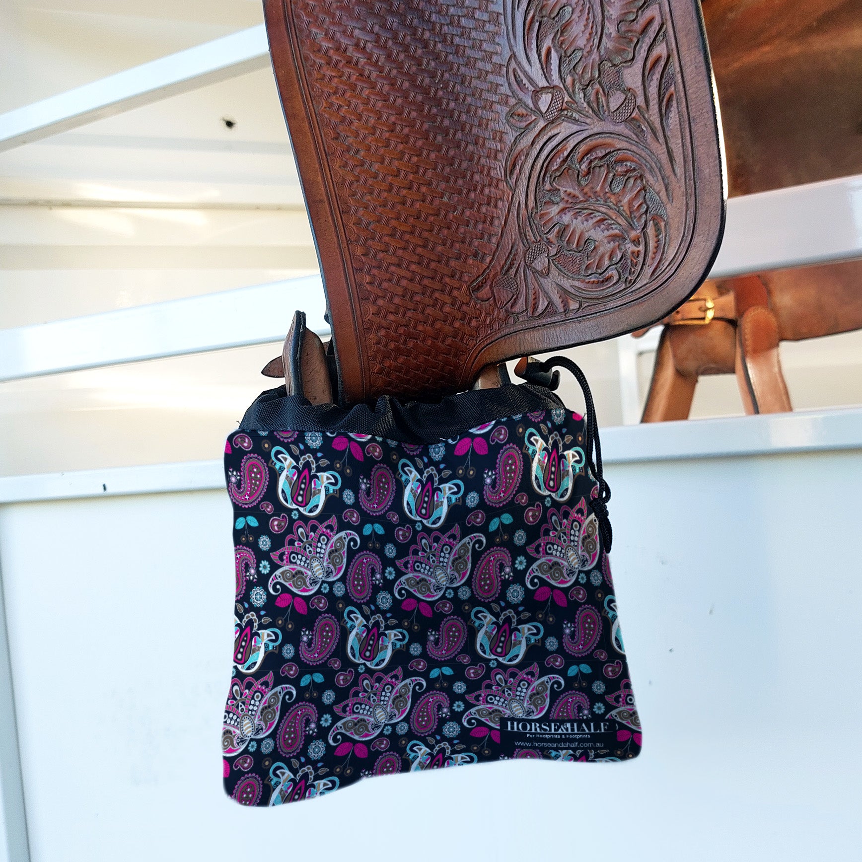 Navy Paisley Stirrup Covers