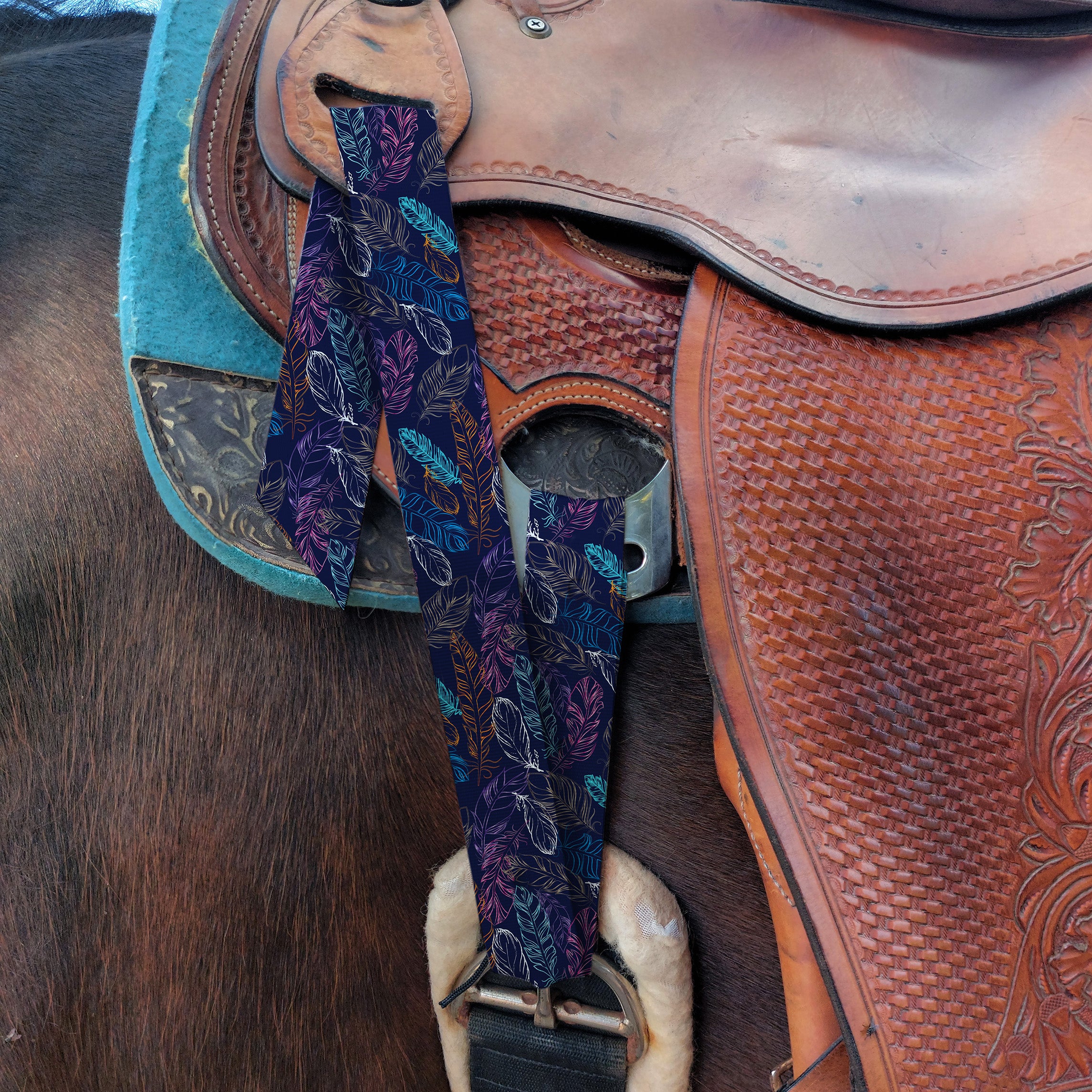 Neon Feather Latigo & Billet Straps
