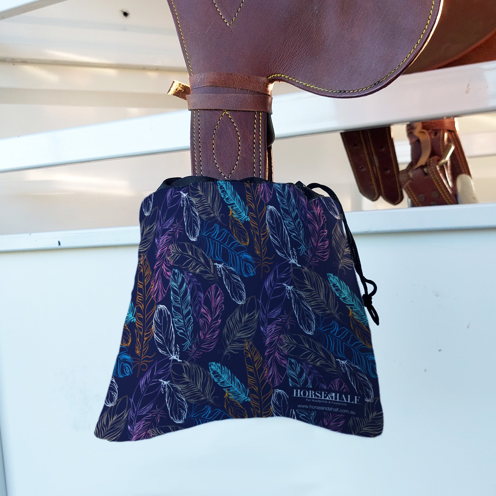 Neon Feathers Stirrup Covers