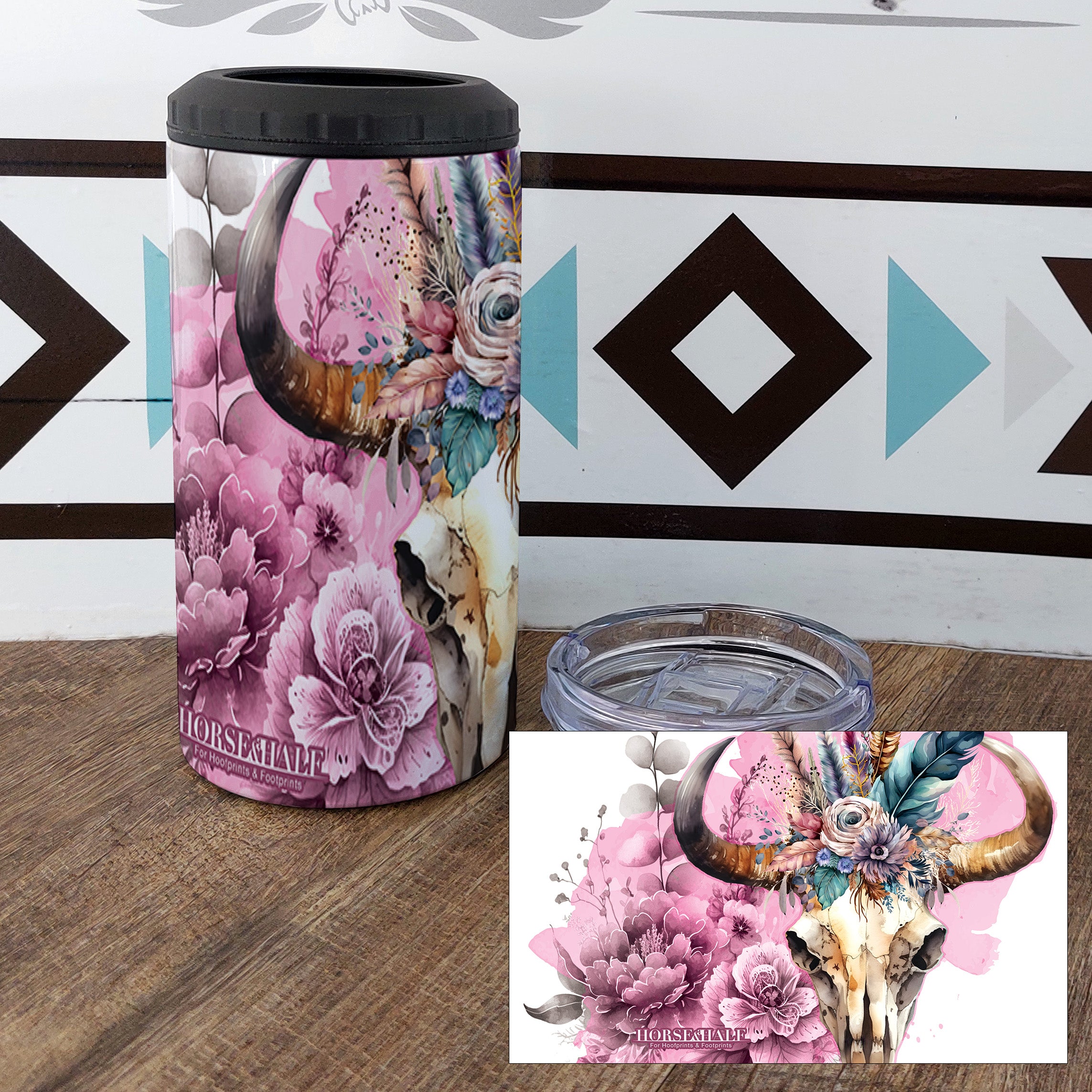 Pink Floral Skull Drinkware