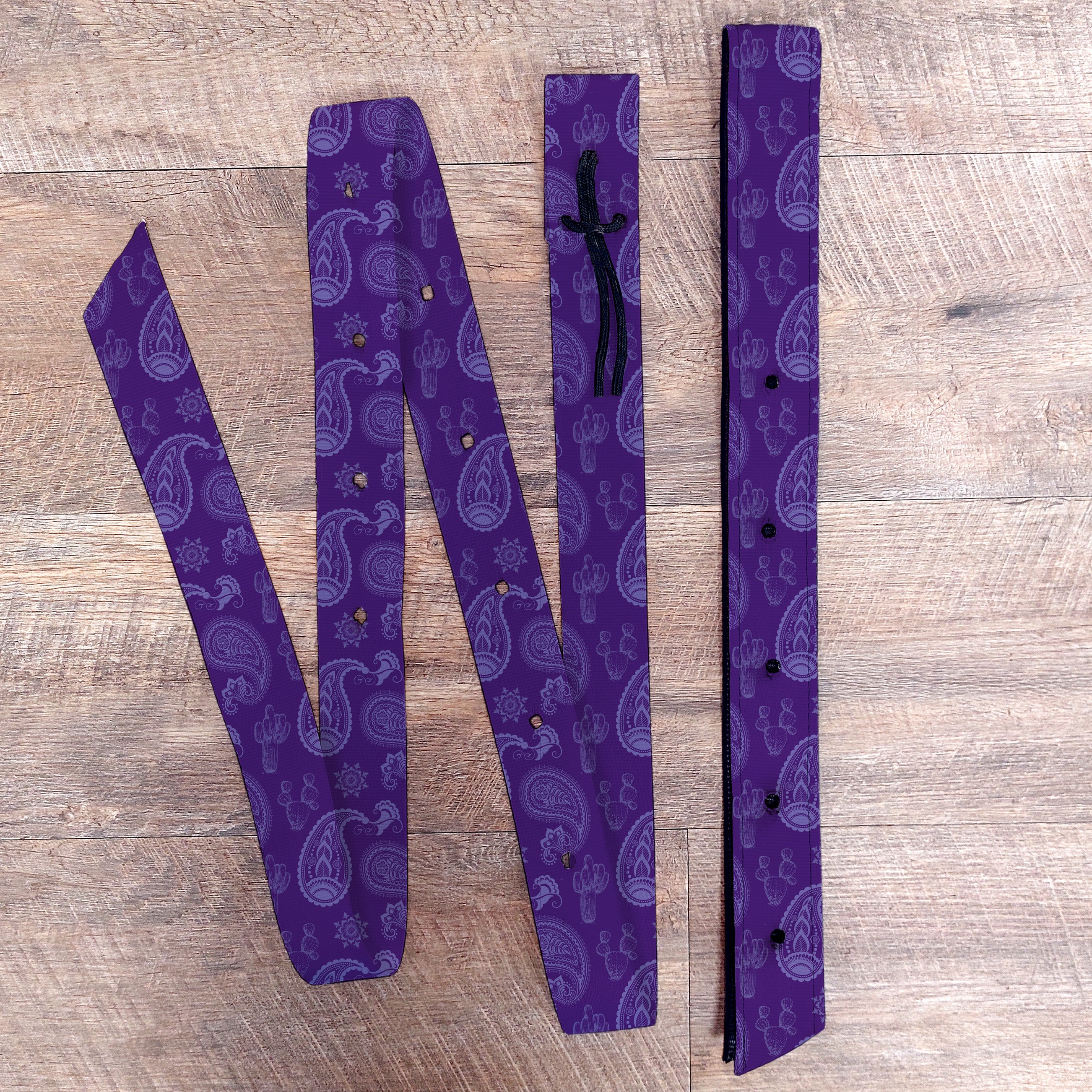 Purple Paisley Latigo & Billet Straps