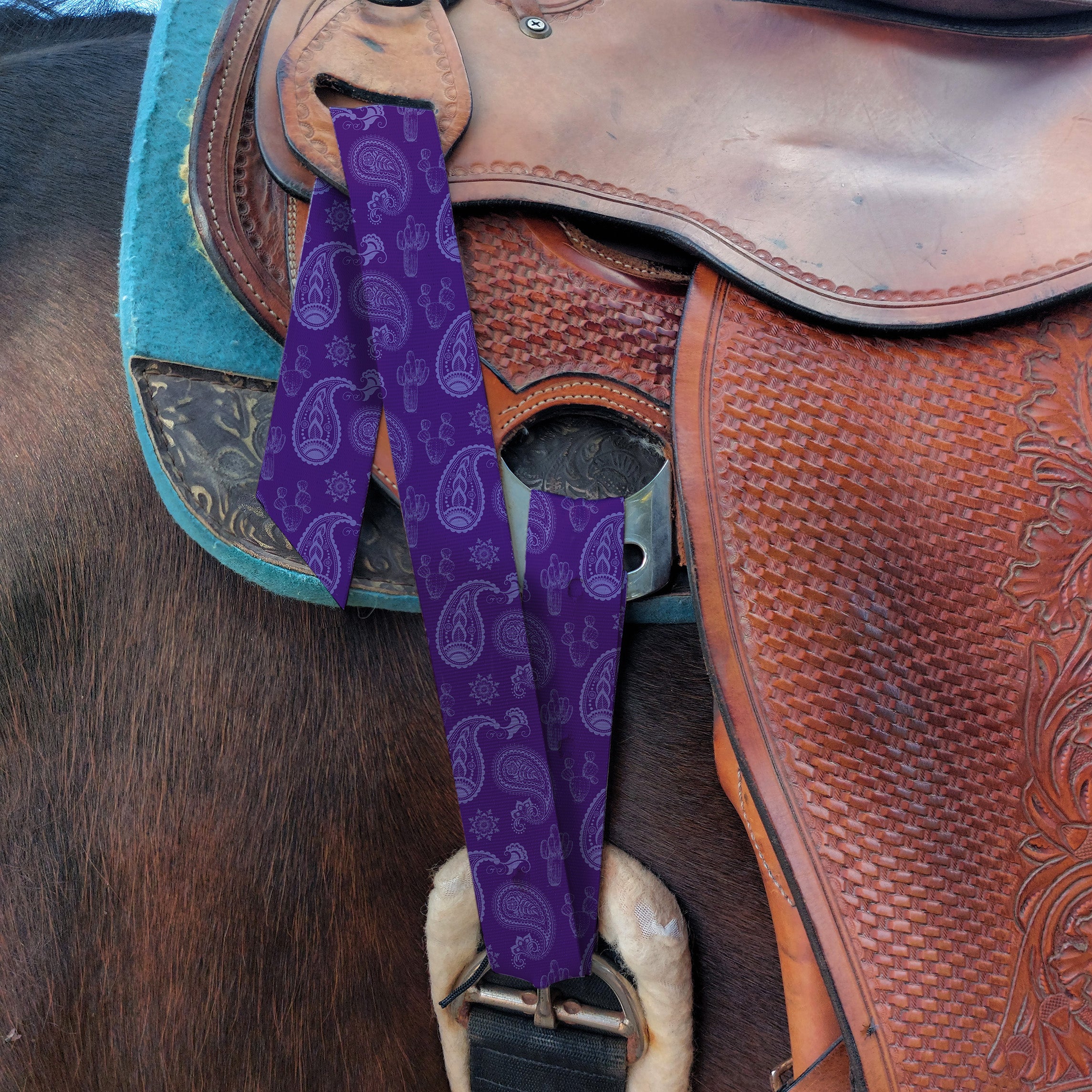 Purple Paisley Latigo & Billet Straps