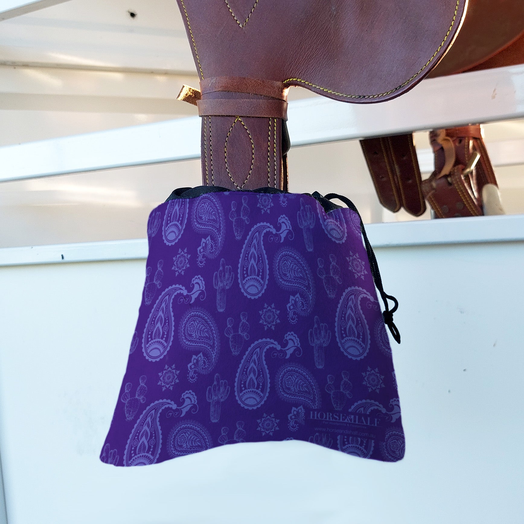 Purple Paisley Stirrup Covers