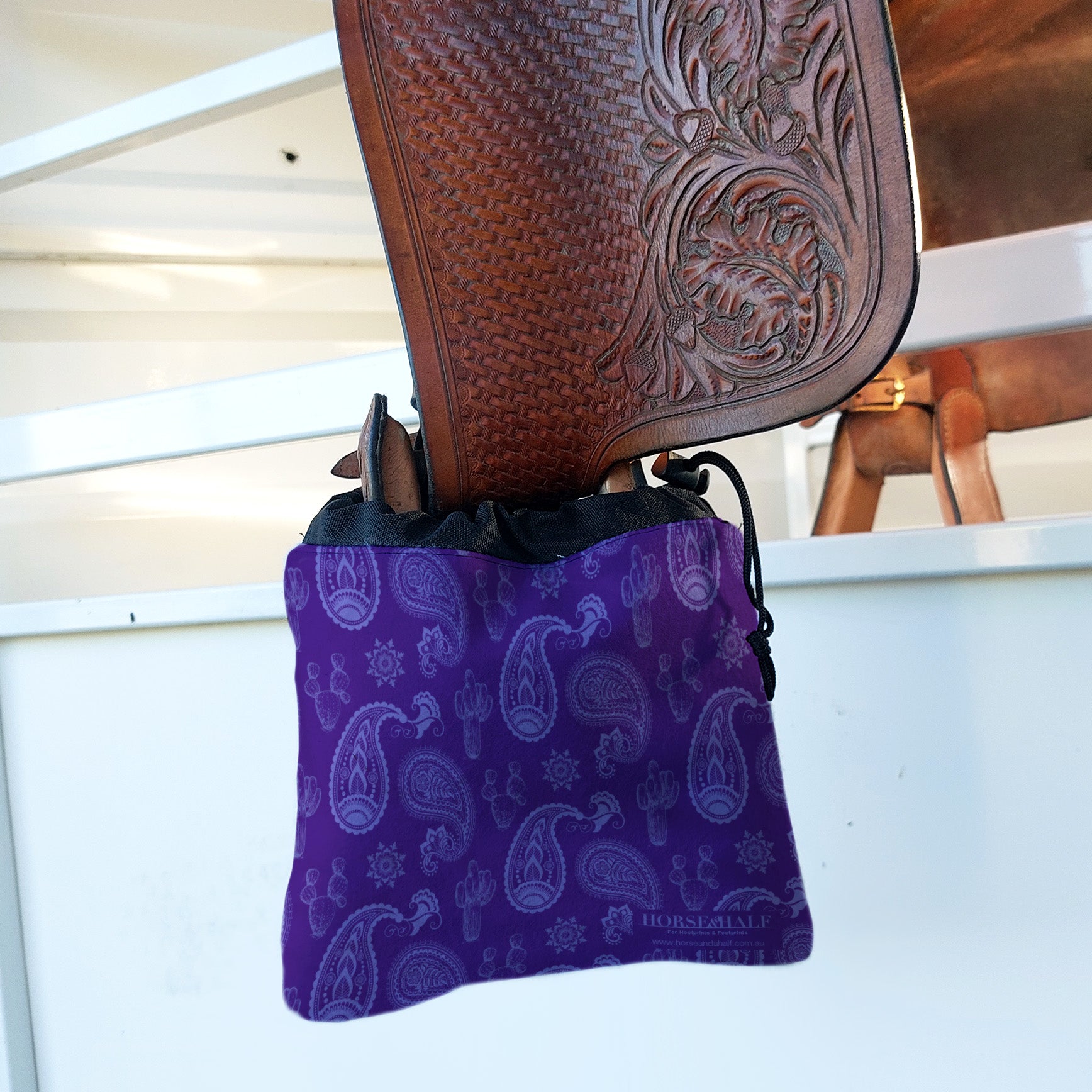 Purple Paisley Stirrup Covers