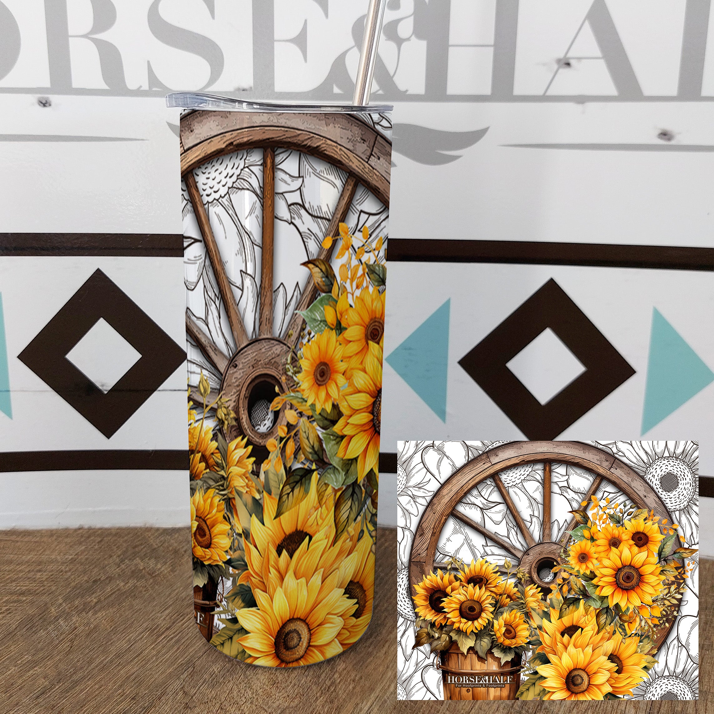 Sunflower Wagon Wheel Drinkware