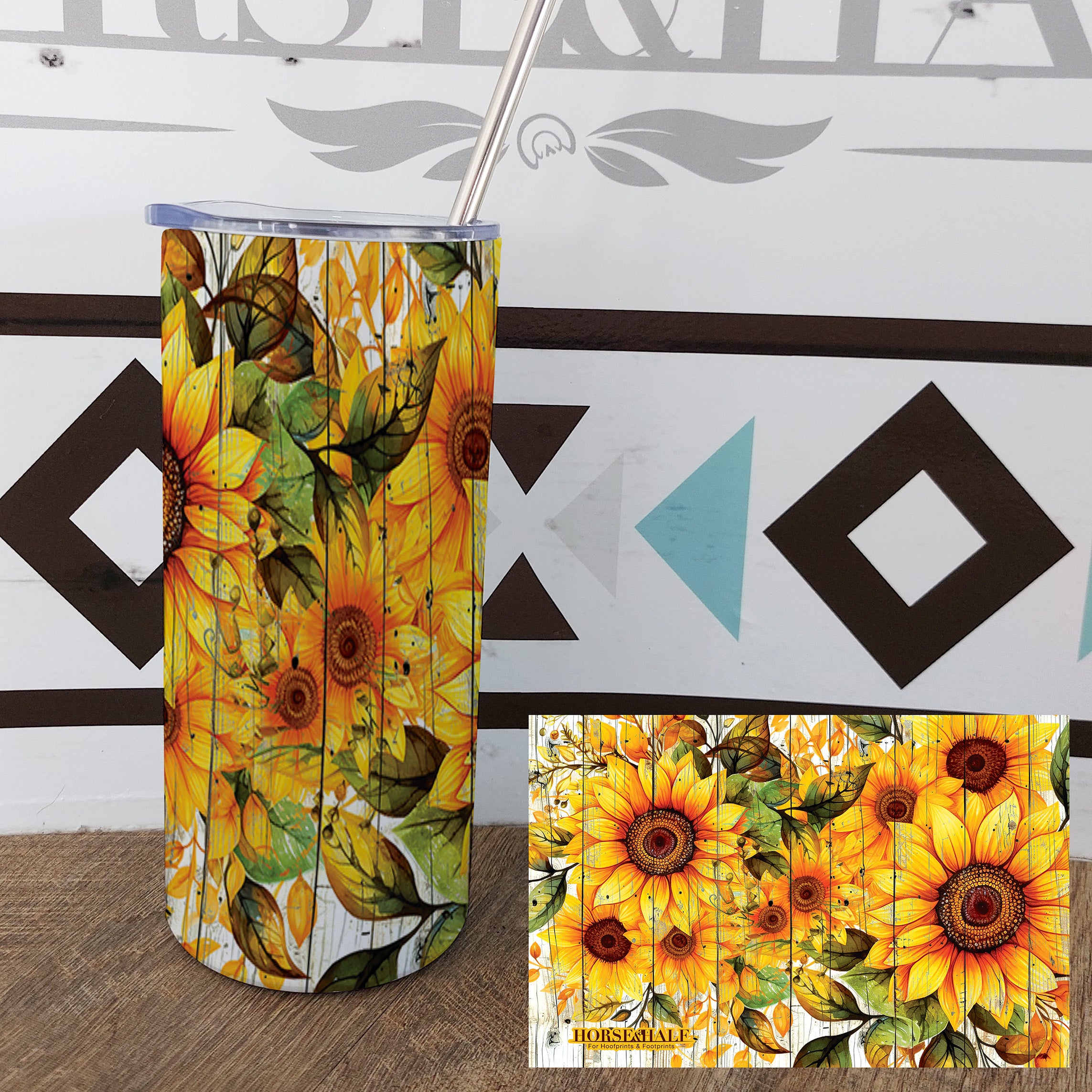Sunflower Wood Drinkware