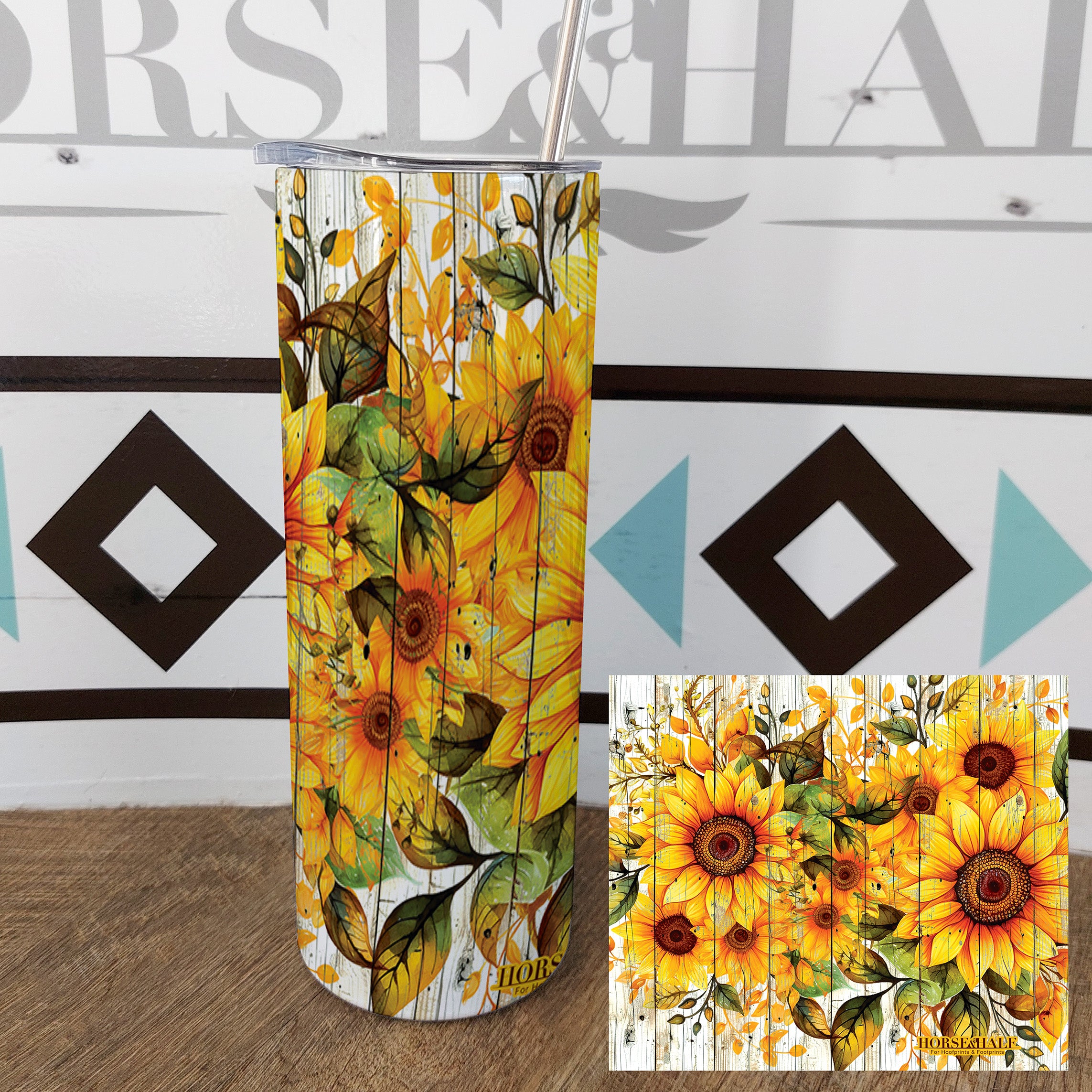 Sunflower Wood Drinkware