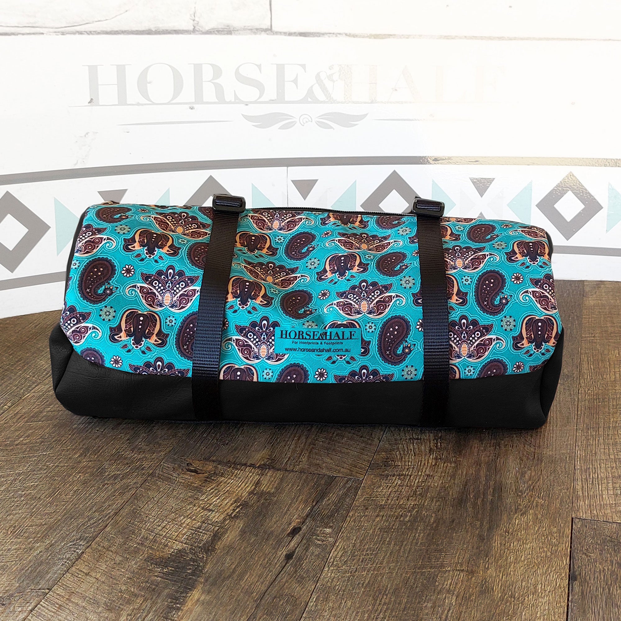 Teal Paisley Large Duffle Saddle Bag