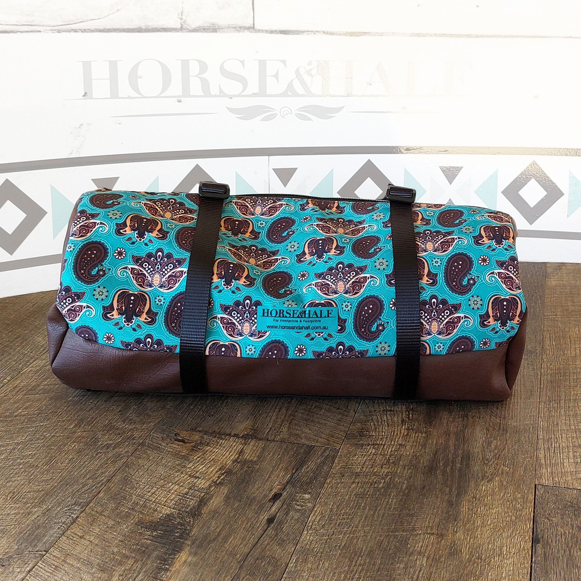 Teal Paisley Large Duffle Saddle Bag