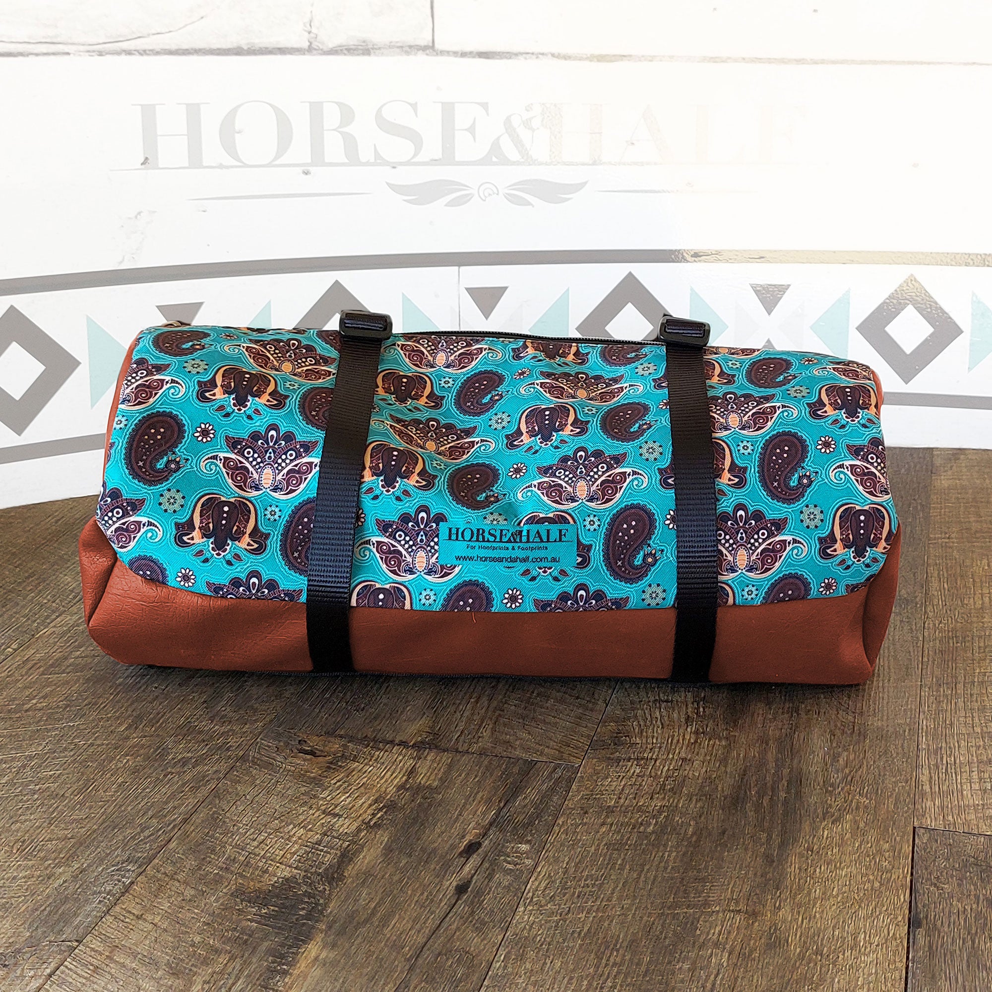 Teal Paisley Large Duffle Saddle Bag
