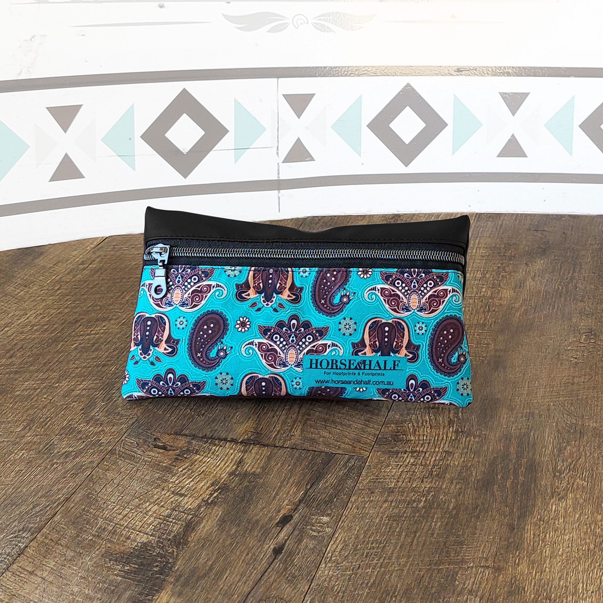 Teal Paisley Wallet Saddle Bag