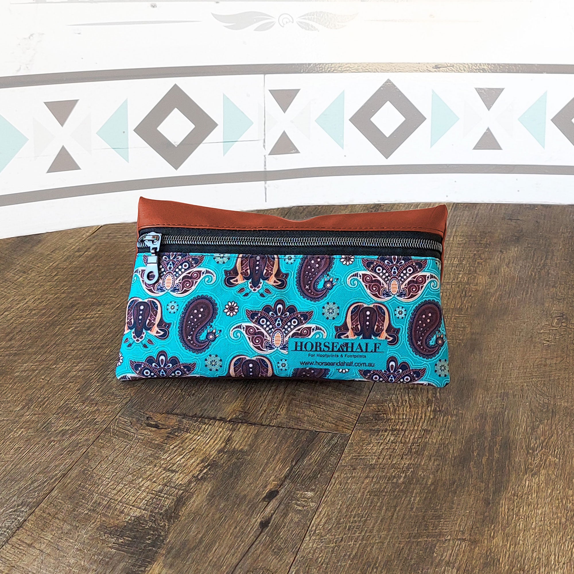Teal Paisley Wallet Saddle Bag